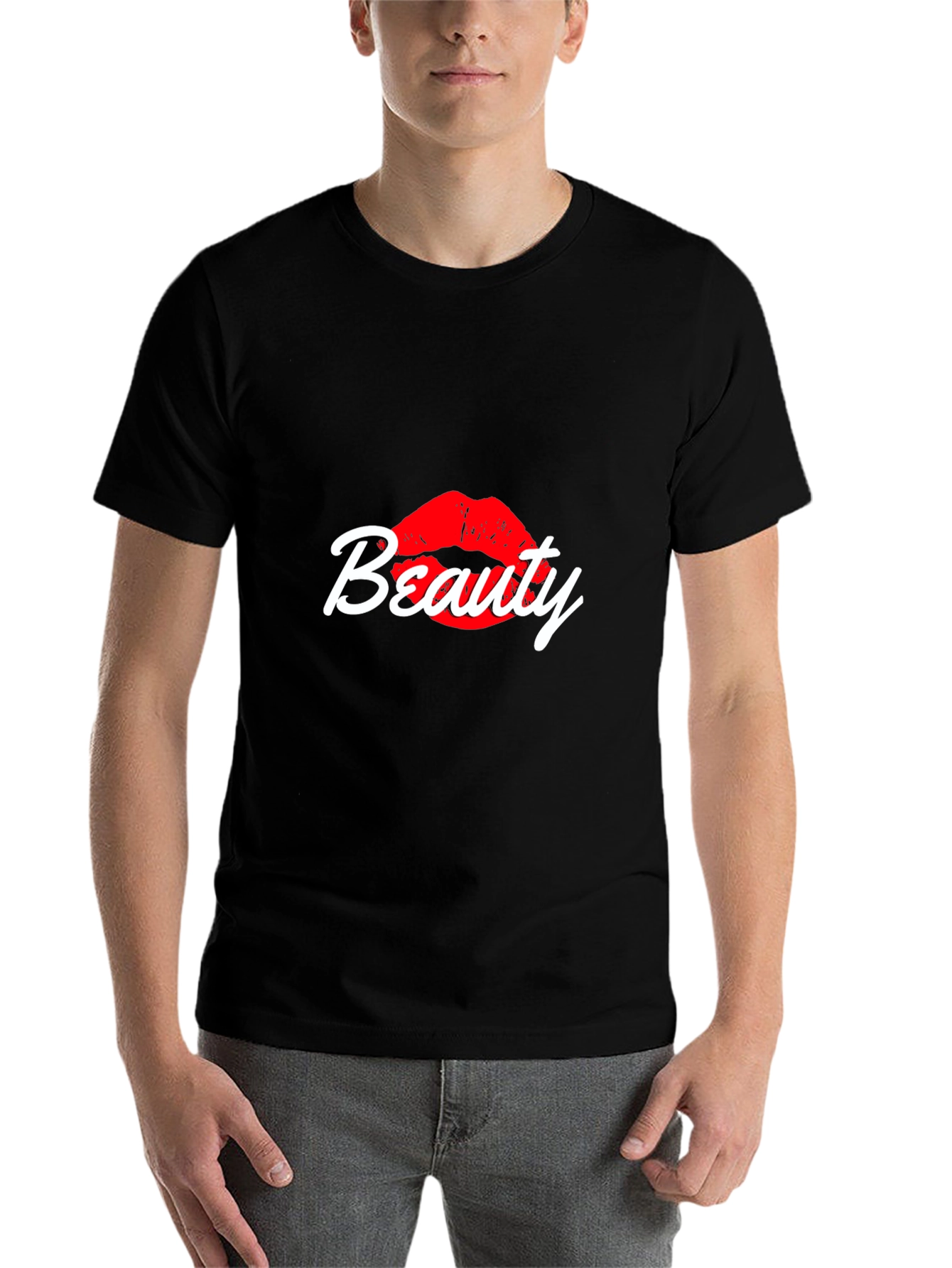Black Beauty Lips Graphic Tee - Stylish Black Cotton T-Shirt view 7
