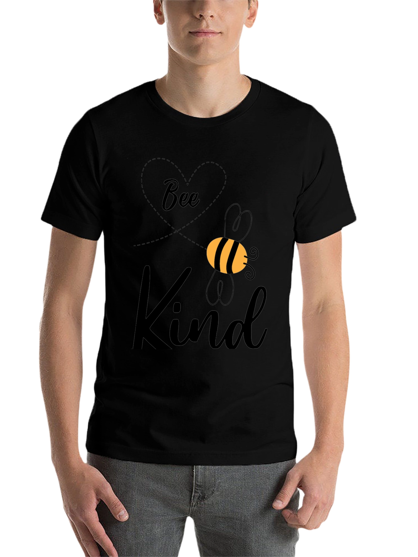 Black Bee Kind Graphic Tee - Unisex Black T-Shirt view 7