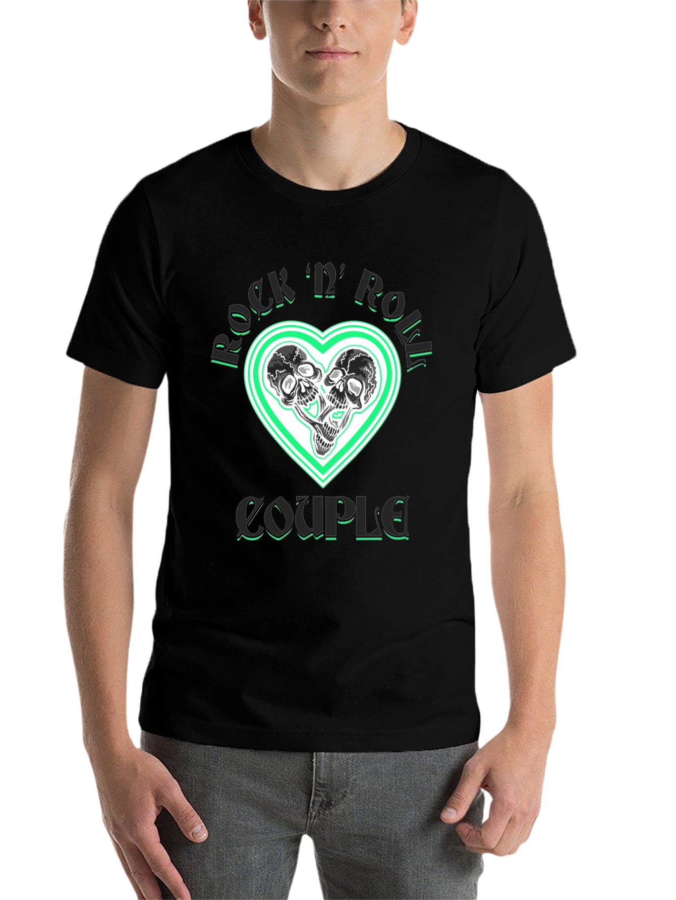 Black Rock 'n' Roll Couple T-Shirt view 7