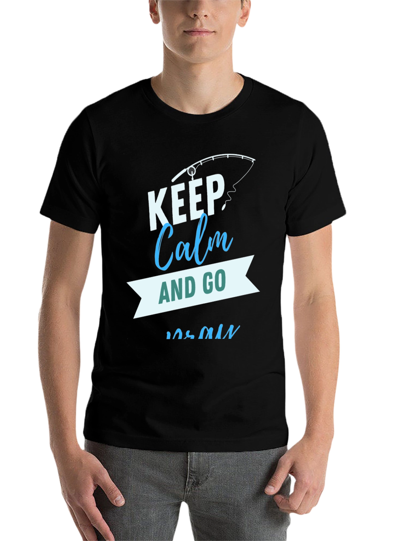 Black Keep Calm and Go Fish Black T-Shirt view 7