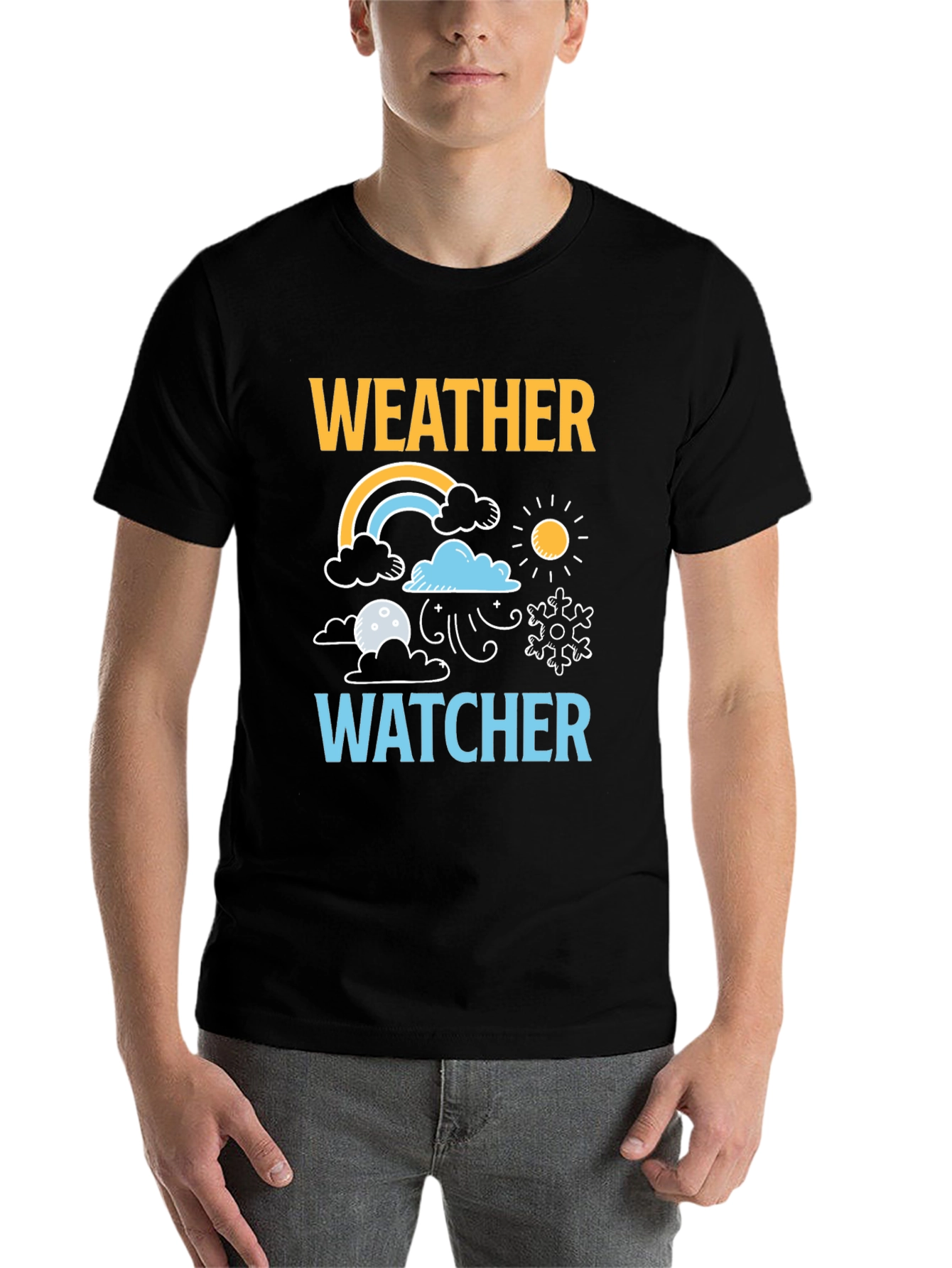 Black Weather Watcher Graphic T-Shirt view 7