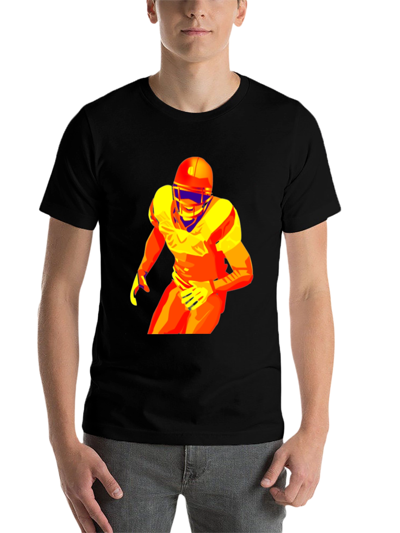 Black Football Player Graphic Tee - Premium Cotton Blend view 7