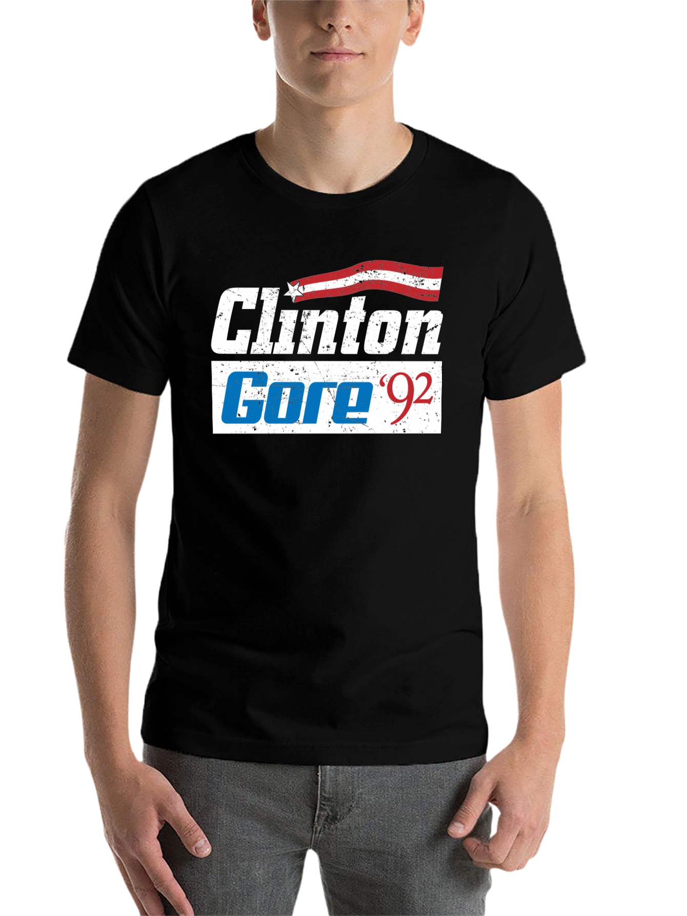 Black Clinton Gore '92 Retro T-Shirt view 7