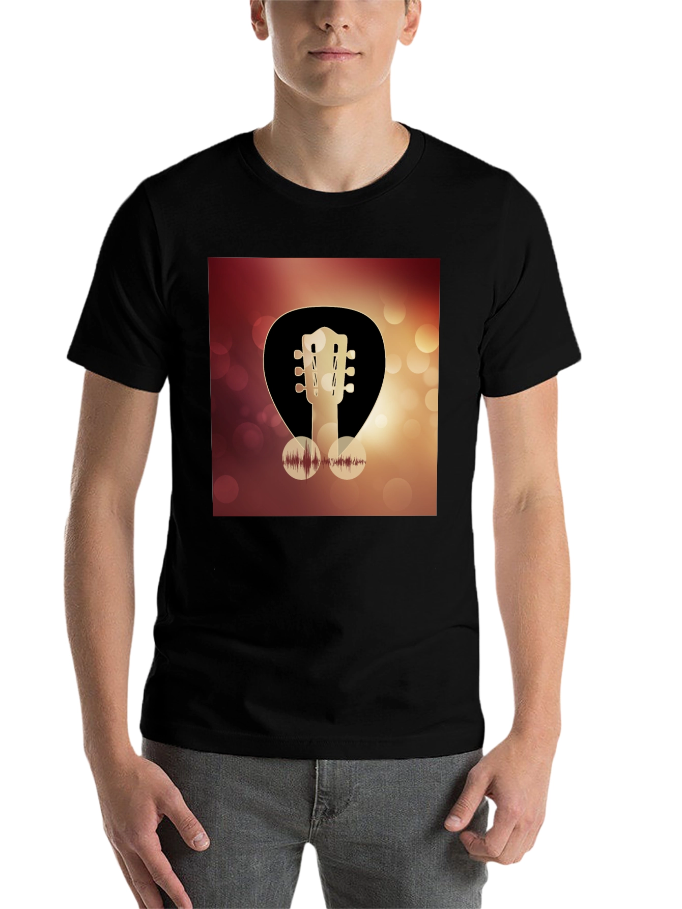 Black Guitar Headstock Graphic Tee - Music Lover T-Shirt view 7