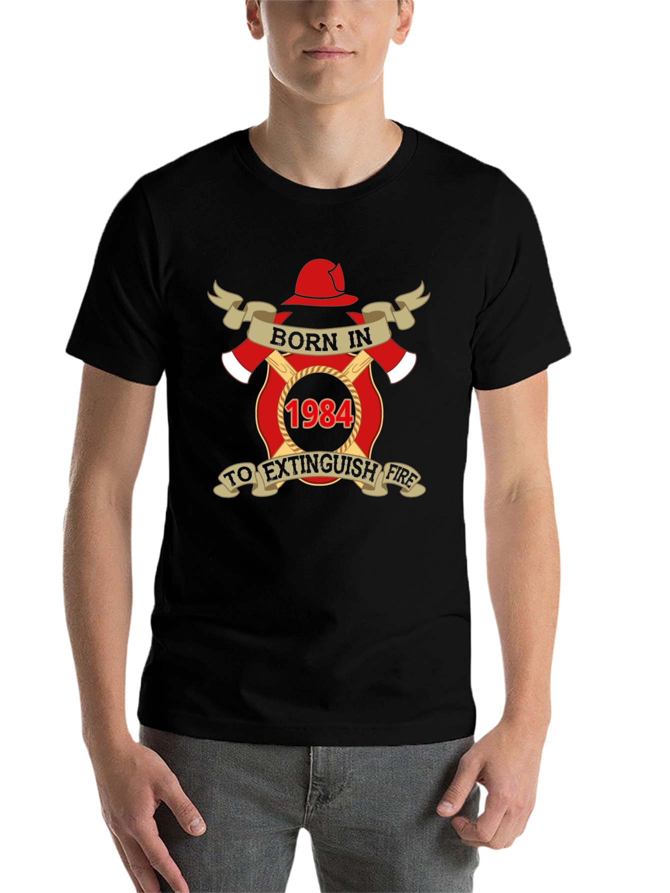 Black Born in 1984 Firefighter T-Shirt view 7