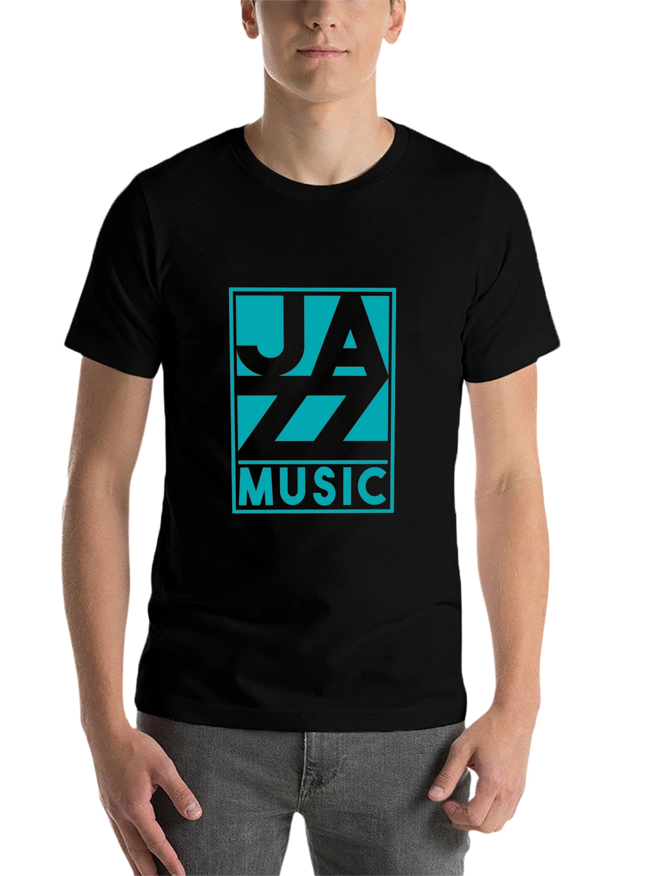 Black Jazz Music Graphic Tee - Black Cotton T-Shirt view 7