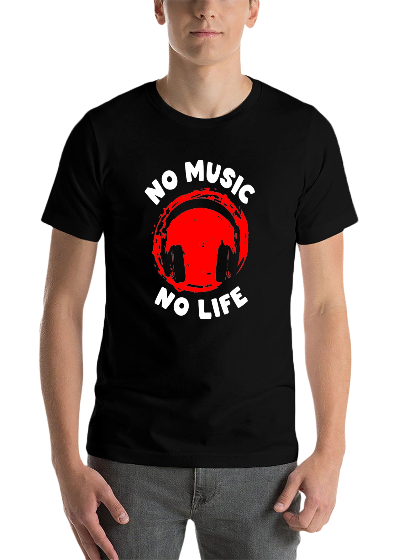 Black No Music No Life Graphic Tee - Premium Cotton view 7