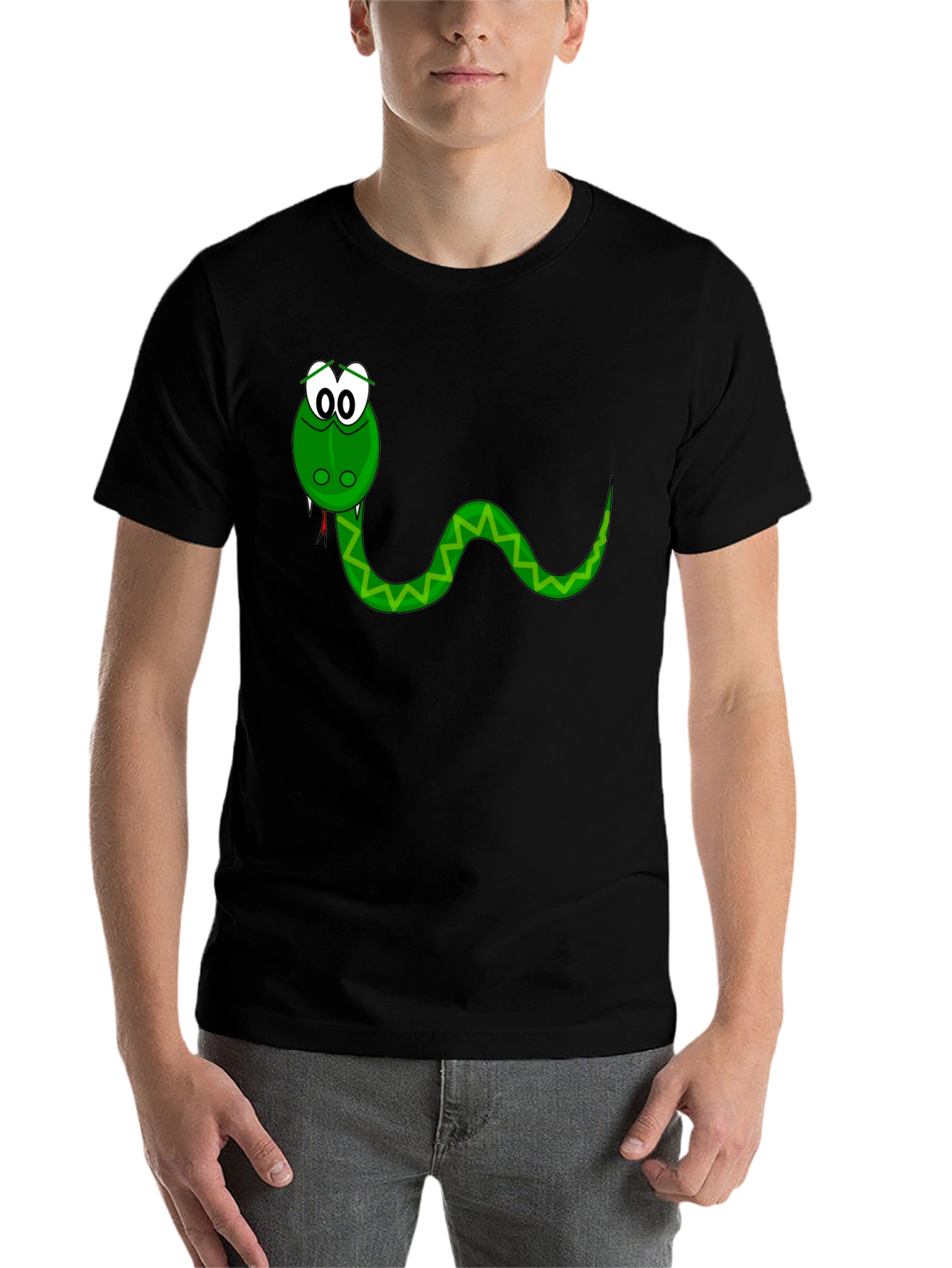 Black Cartoon Snake Graphic Tee - Black view 7