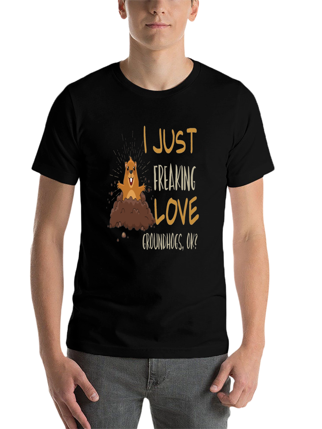 Black I Love Groundhogs T-Shirt - Unisex Black Tee view 7