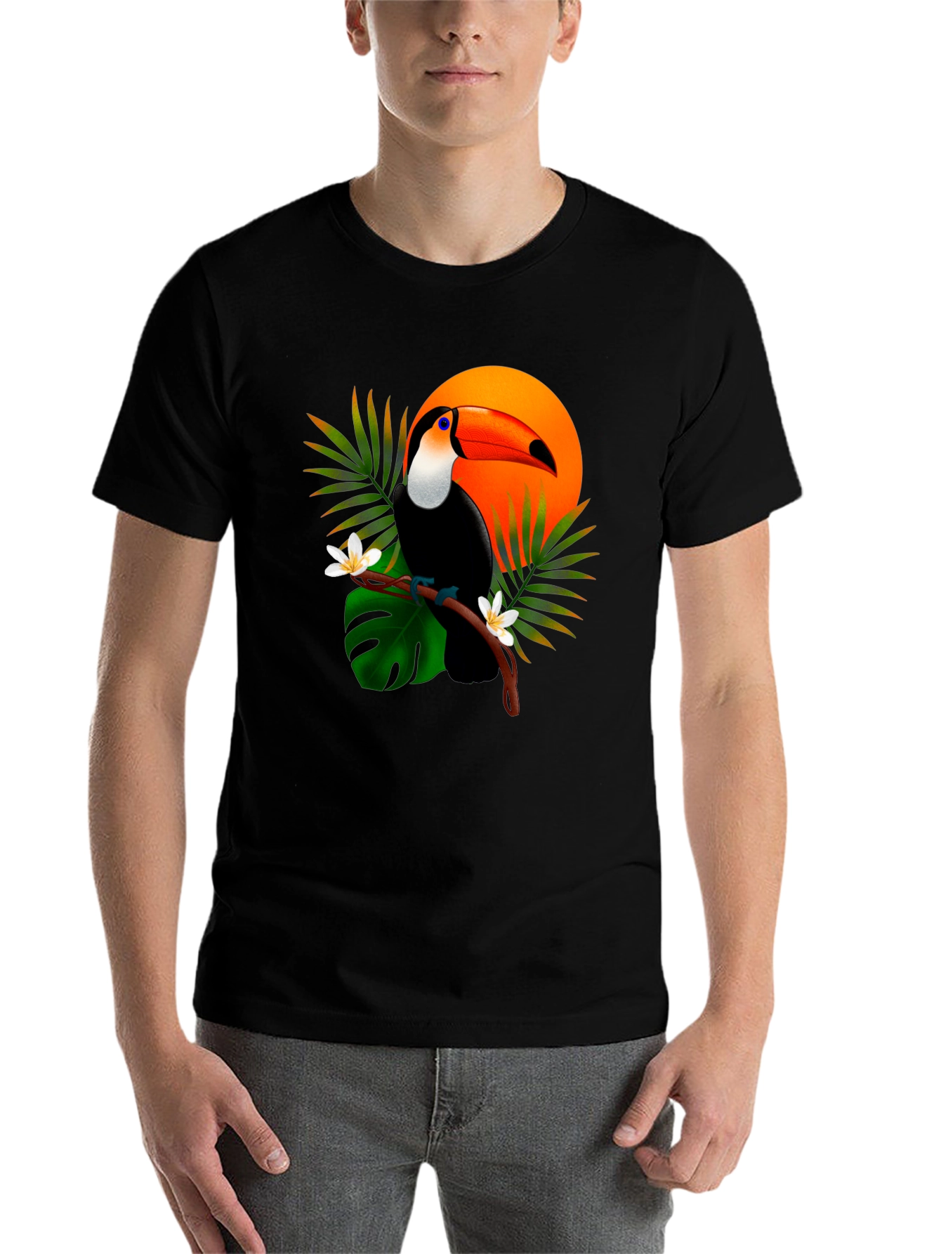 Black Tropical Toucan T-Shirt - Vibrant Graphic Tee view 7