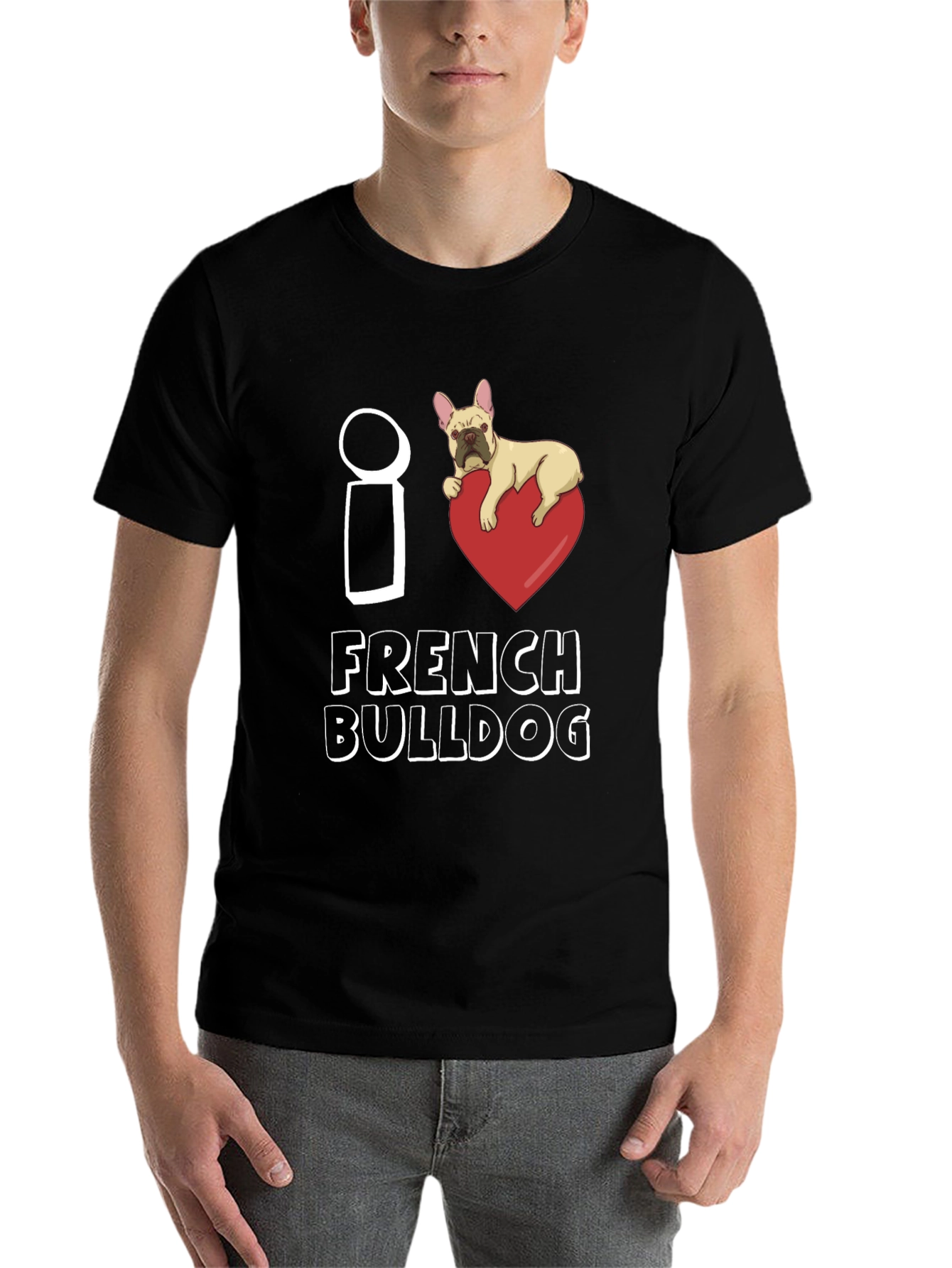 Black I Heart French Bulldog Graphic Tee - Black view 7