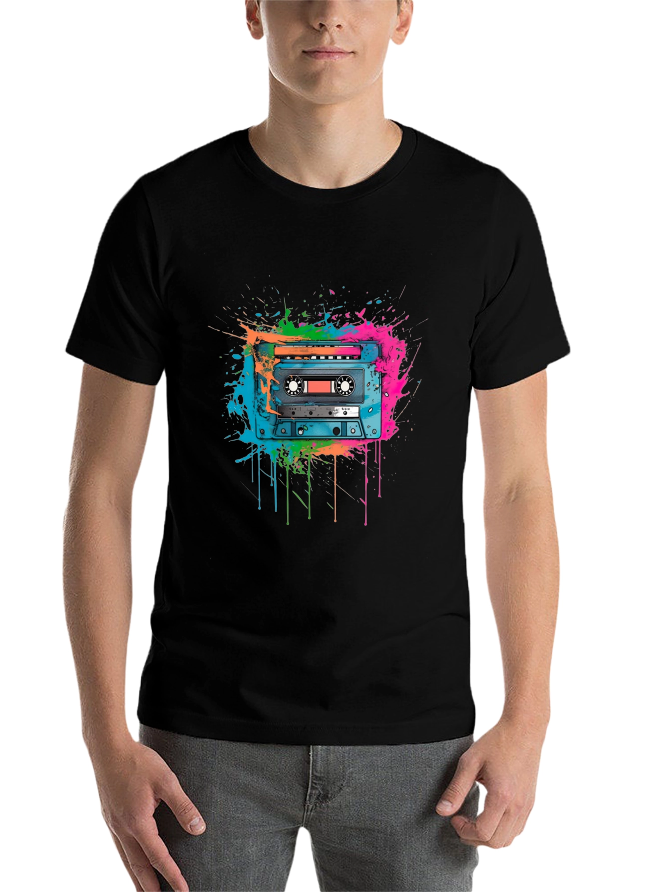 Black Retro Cassette Tape Graphic Tee view 7