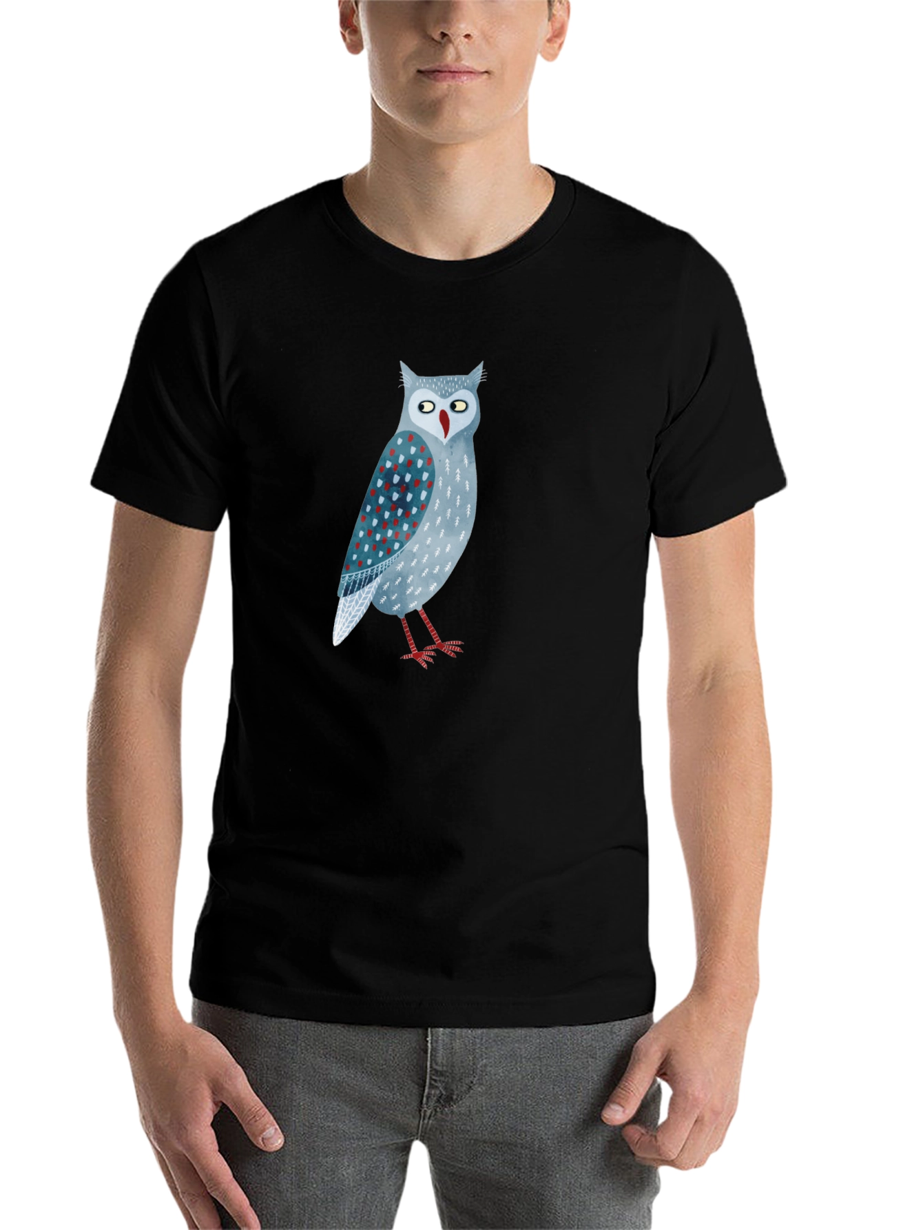 Black Owl Graphic Print Black T-Shirt view 7