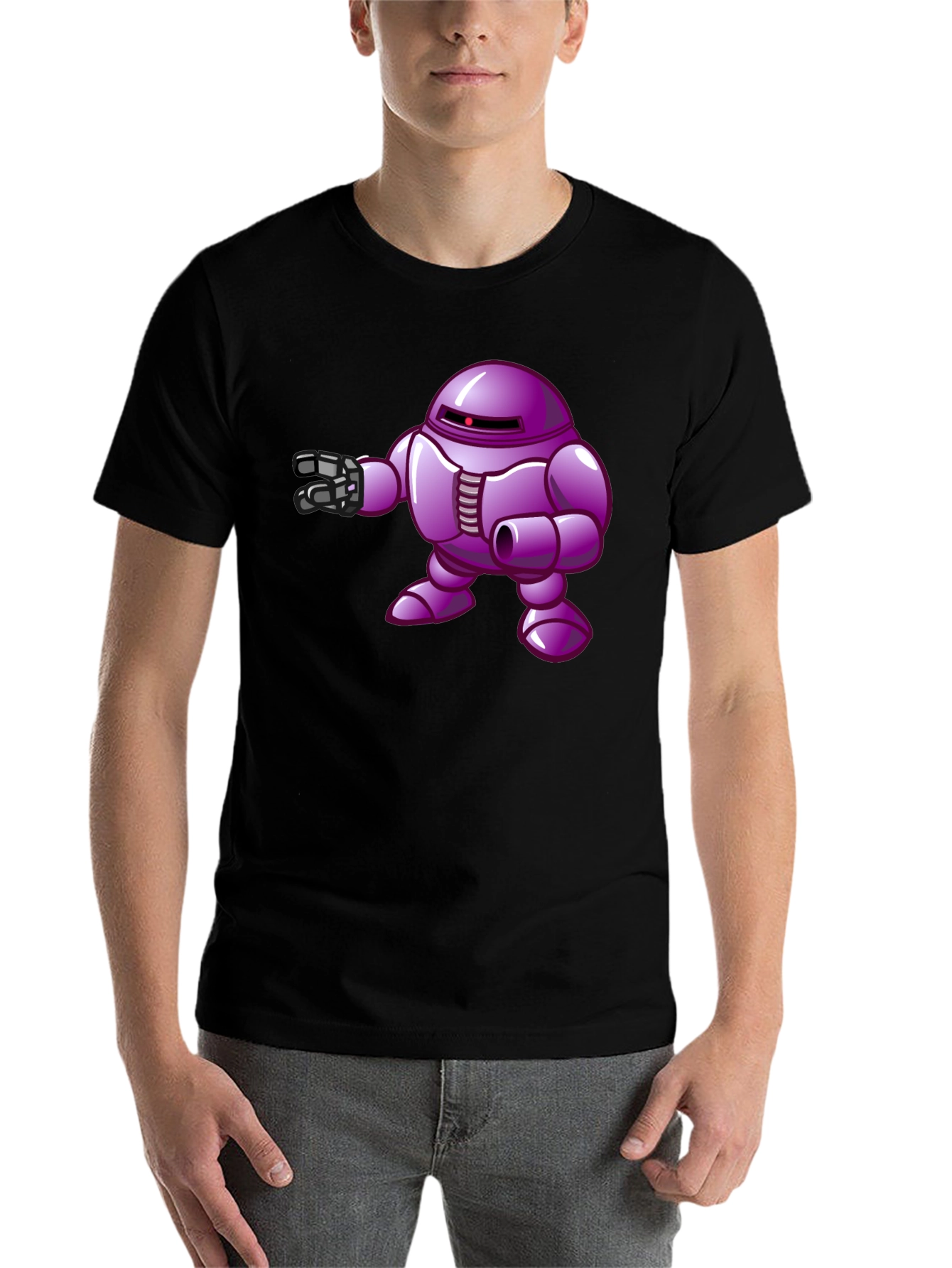 Black Purple Robot Graphic T-Shirt view 7