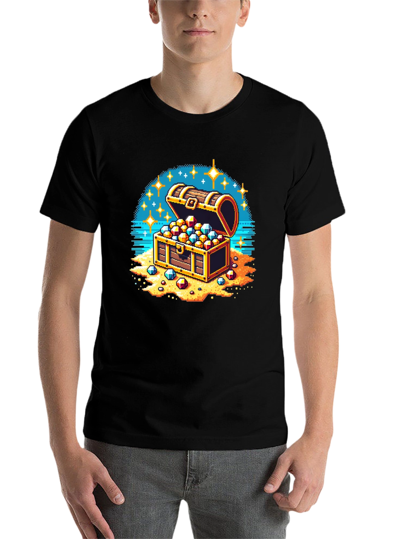 Black Pixel Treasure Chest T-Shirt view 7