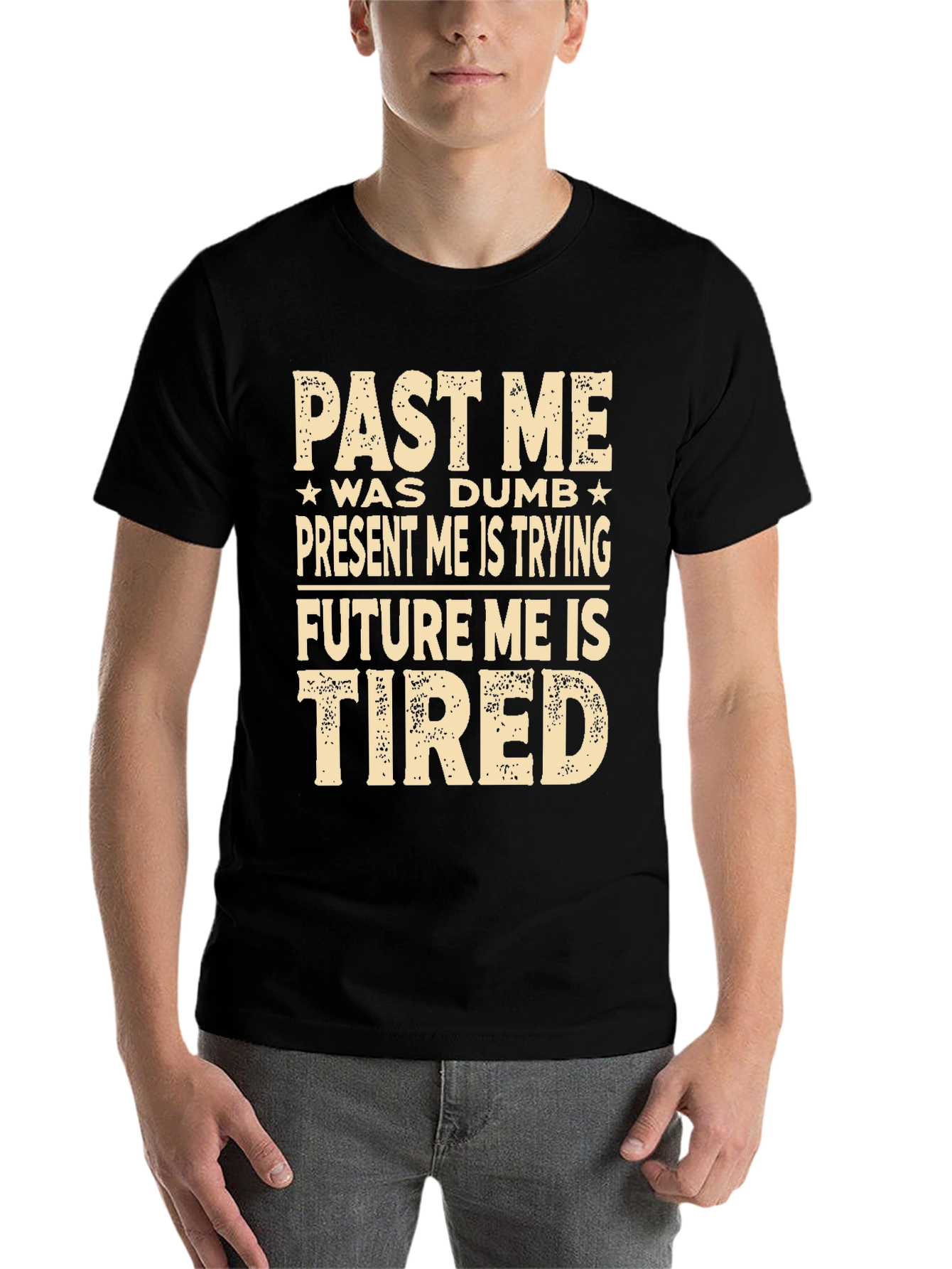 Black Funny Past, Present, Future Me Graphic T-Shirt view 7