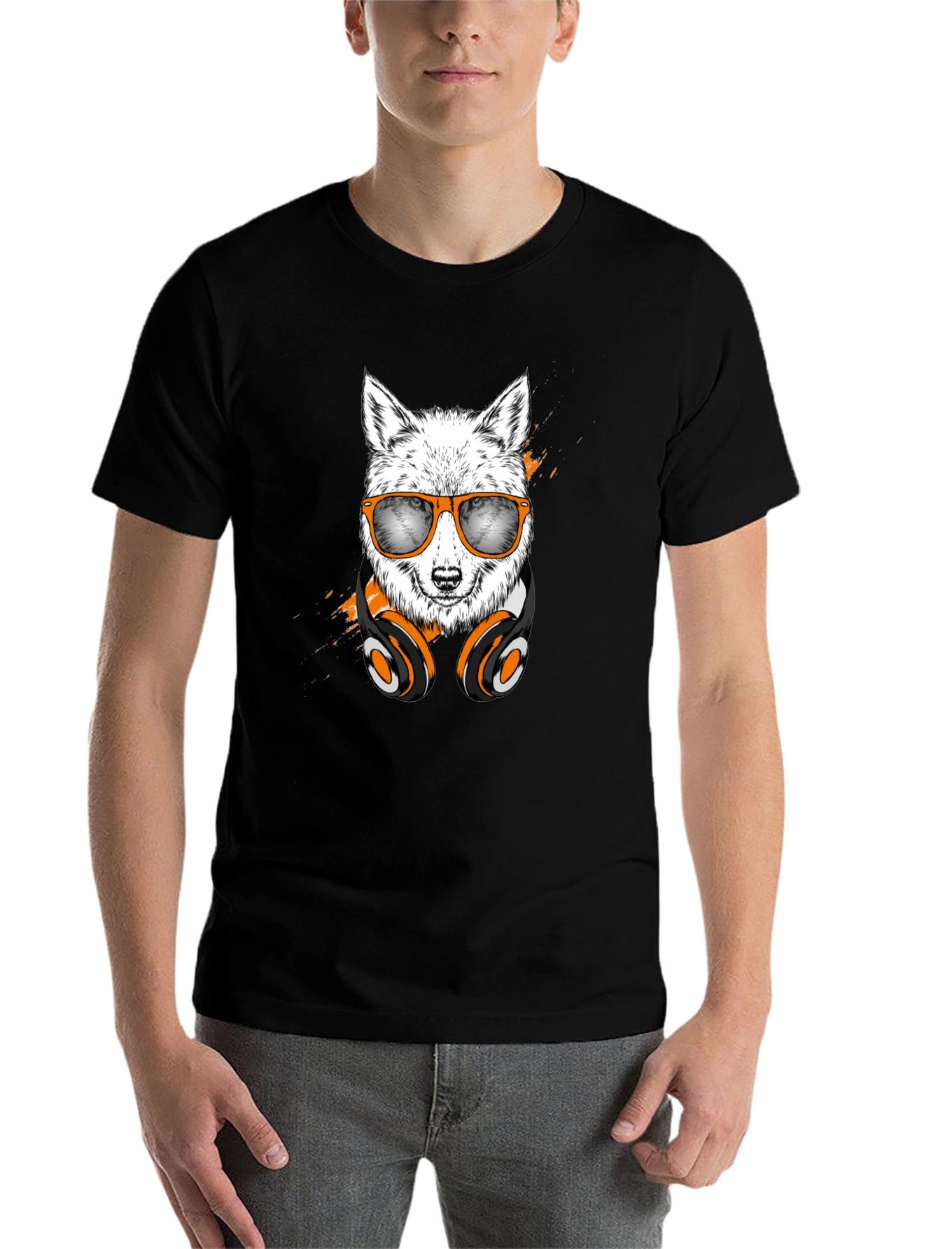 Black Cool Wolf Graphic Tee view 7