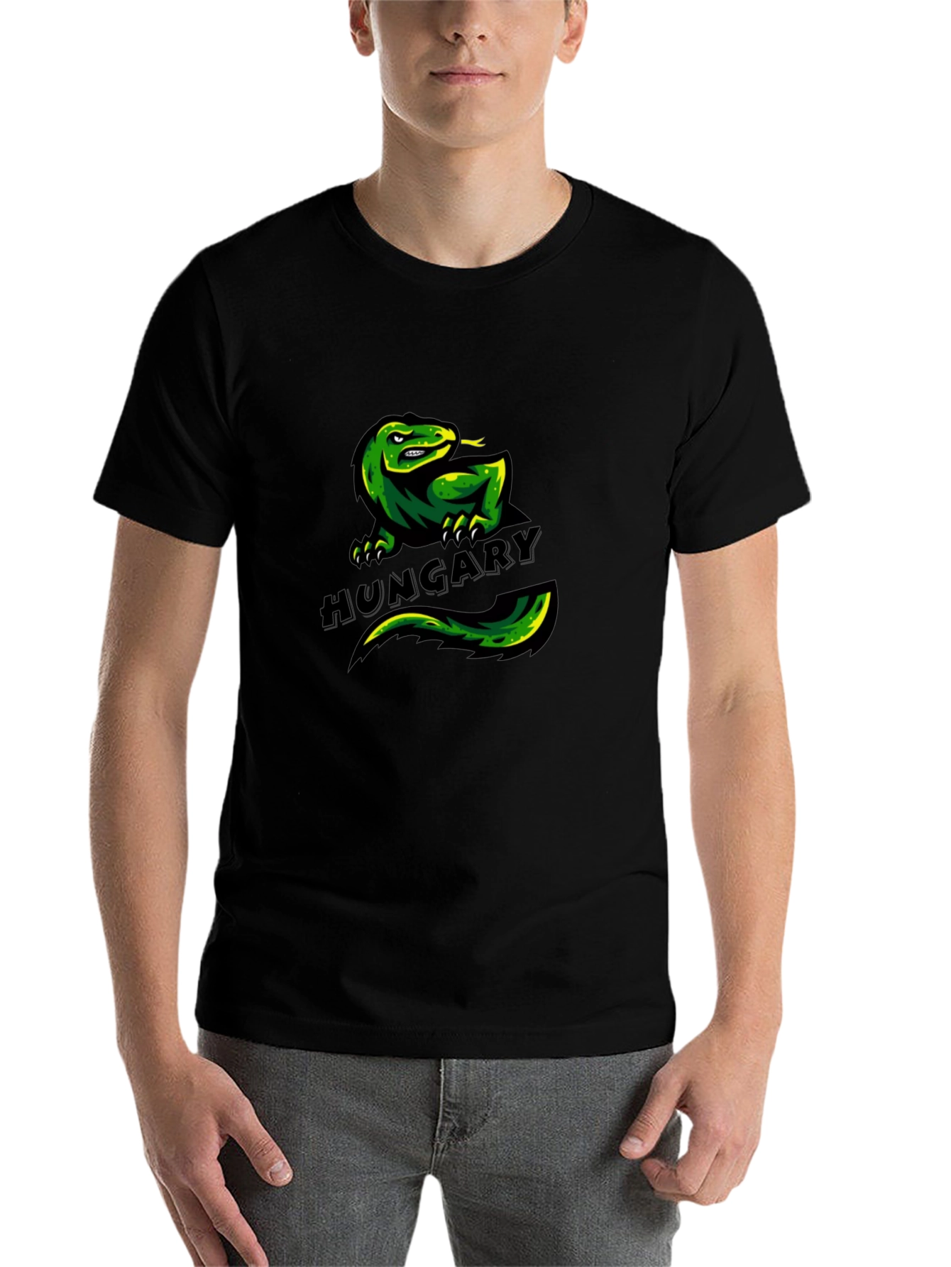 Black Hungary Lizard Graphic T-Shirt - Unique Design view 7