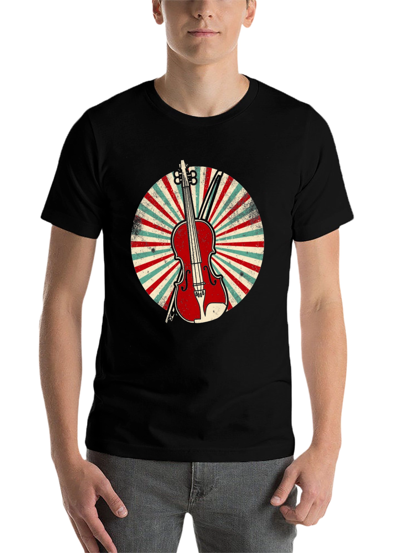Black Vintage Violin T-Shirt - Musical Instrument Tee view 7