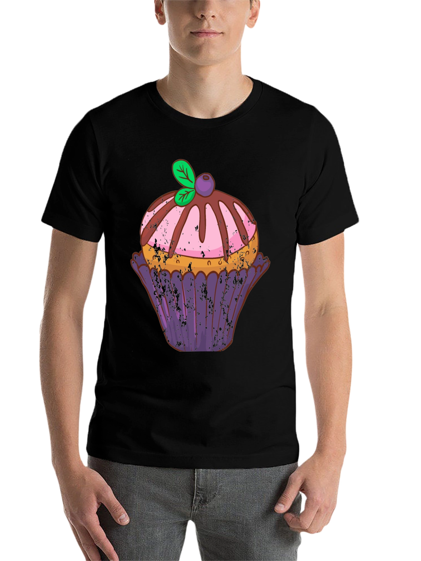 Black Cupcake Graphic Tee - Sweet Treat Design view 7