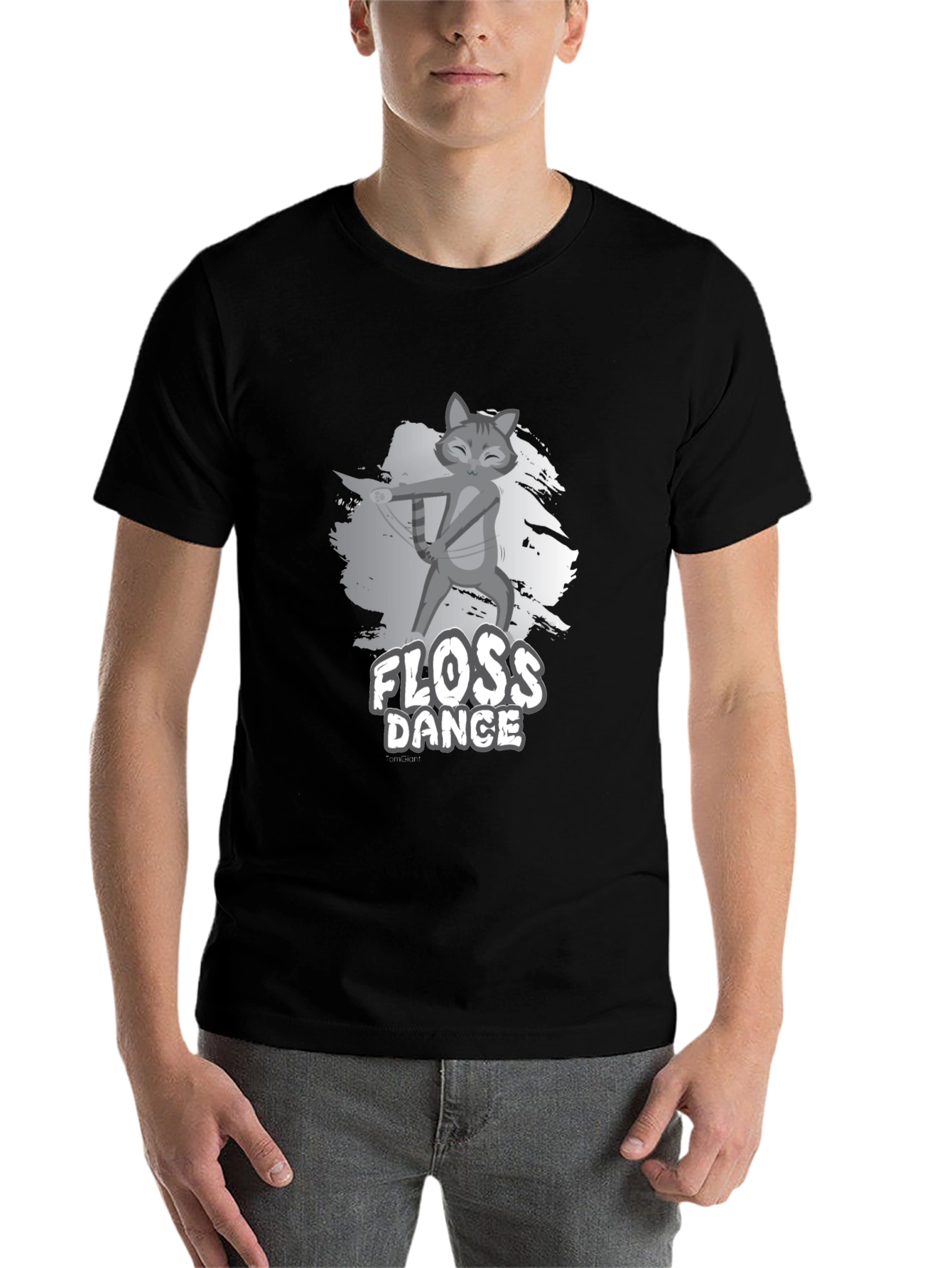 Black Floss Dance Cat Graphic Tee - Black view 7