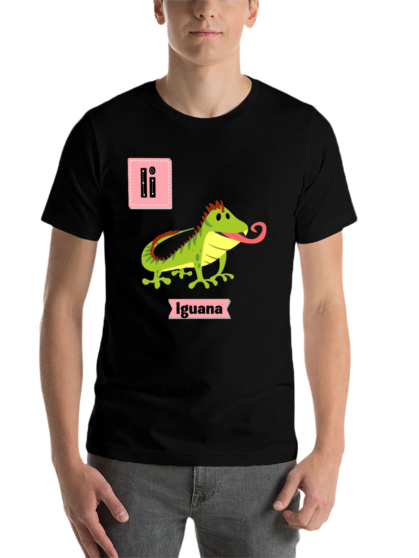 Black Iguana Alphabet Black T-Shirt view 7