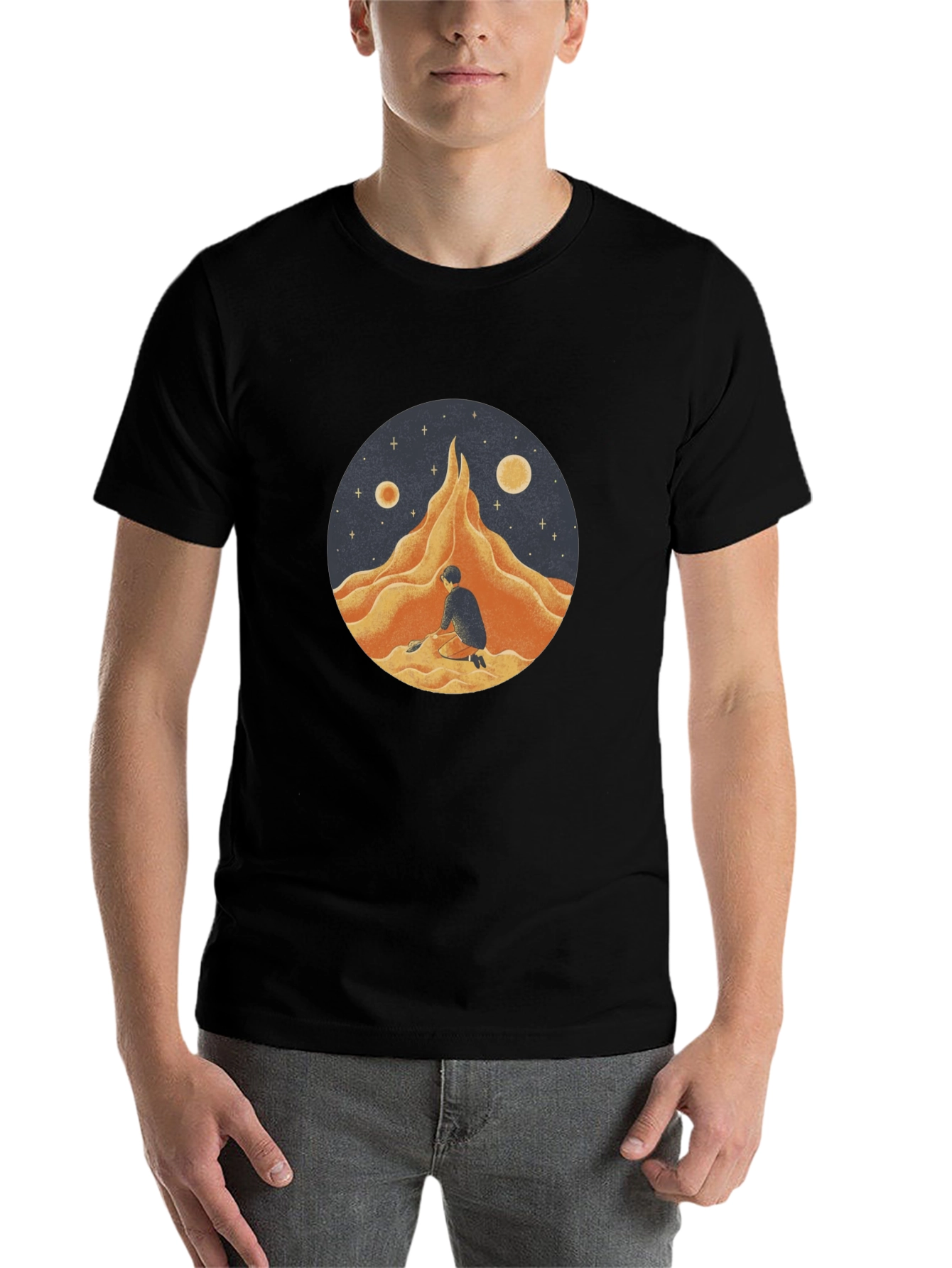 Black Lunar Dreamscape Graphic Tee view 7