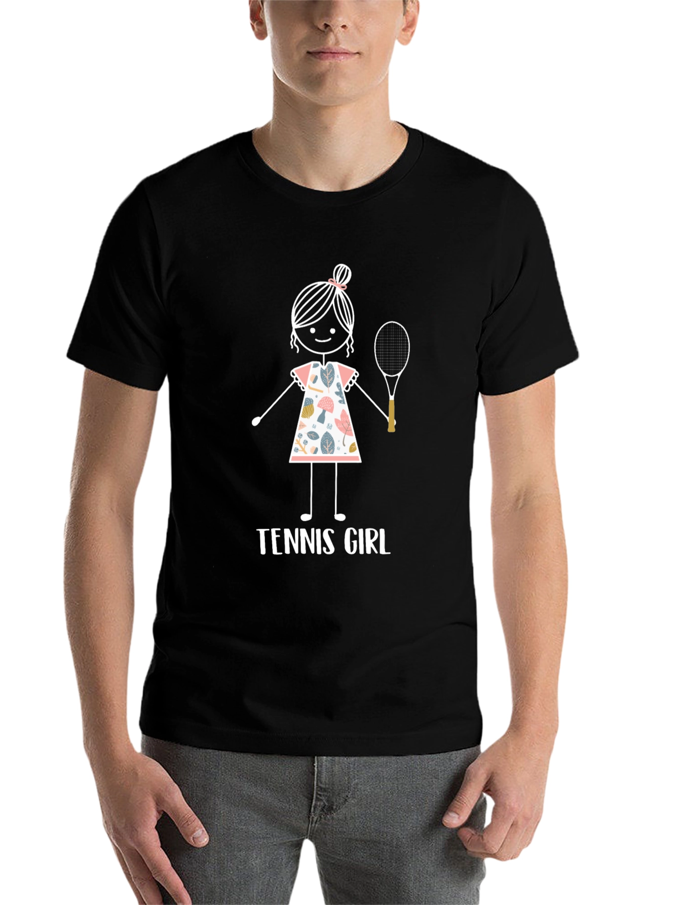 Black Tennis Girl Graphic T-Shirt - Fun Sporty Tee view 7