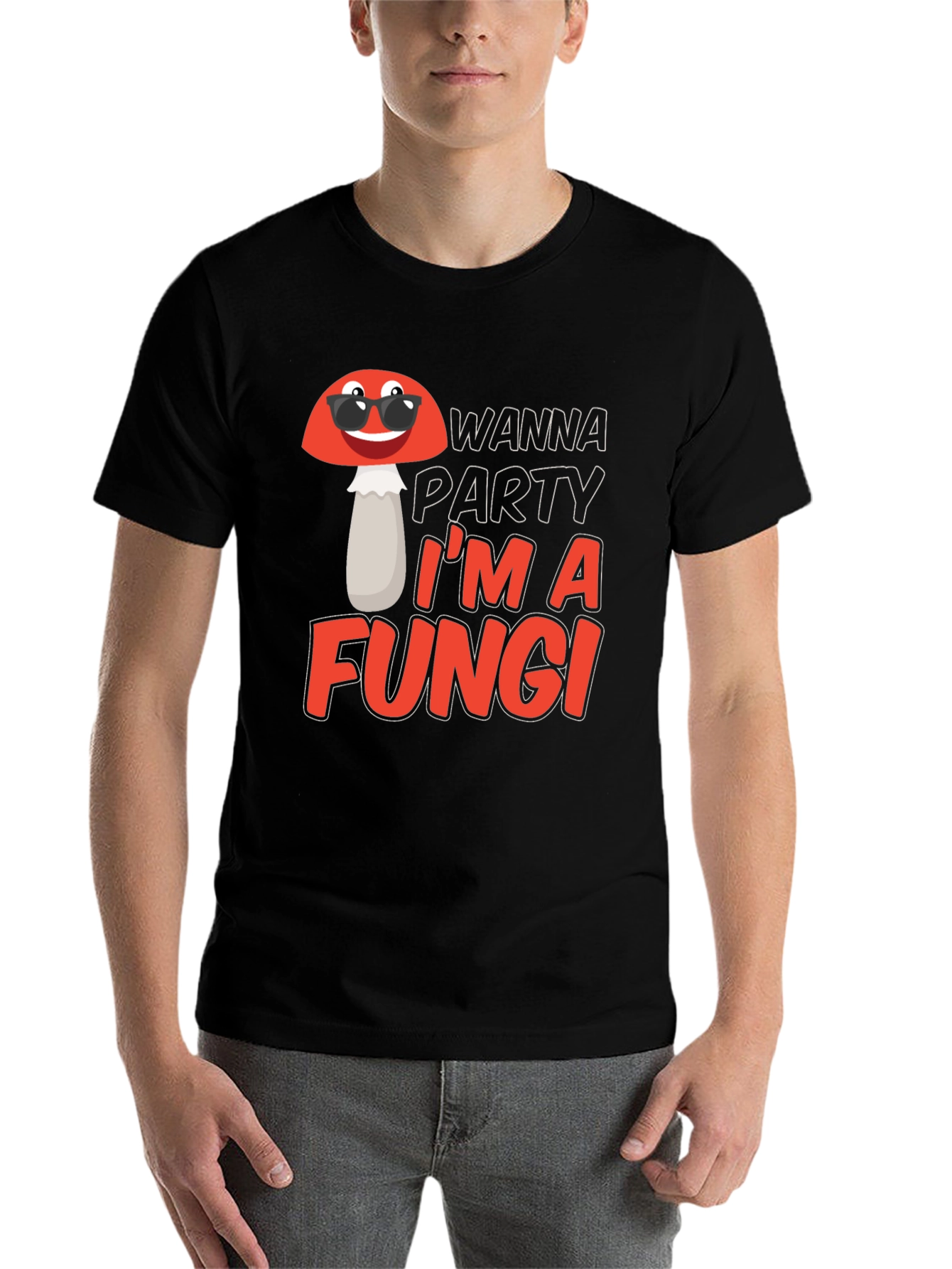 Black Funny Fungi Party T-Shirt view 7