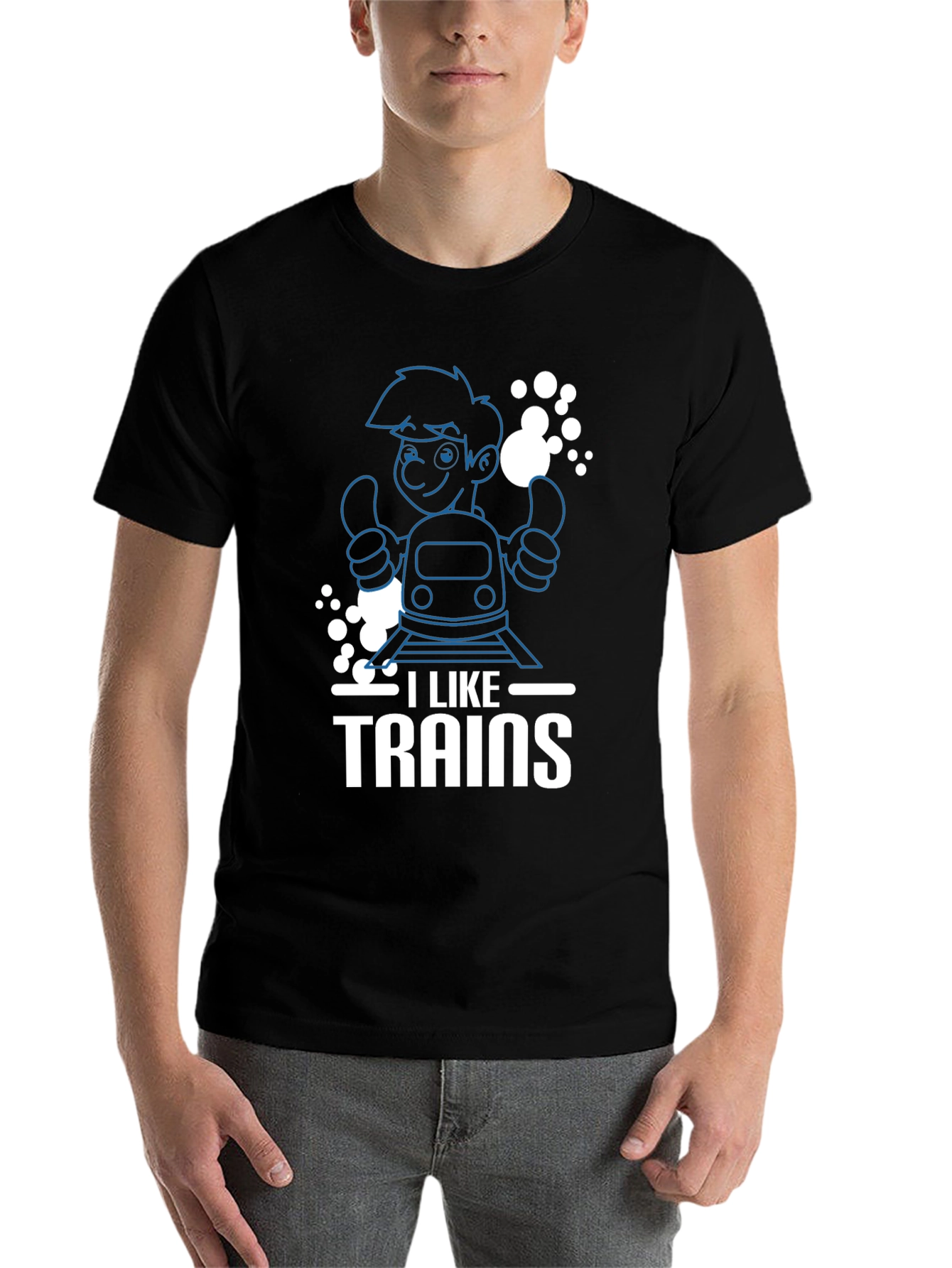 Black I Like Trains T-Shirt - Fun & Comfortable view 7