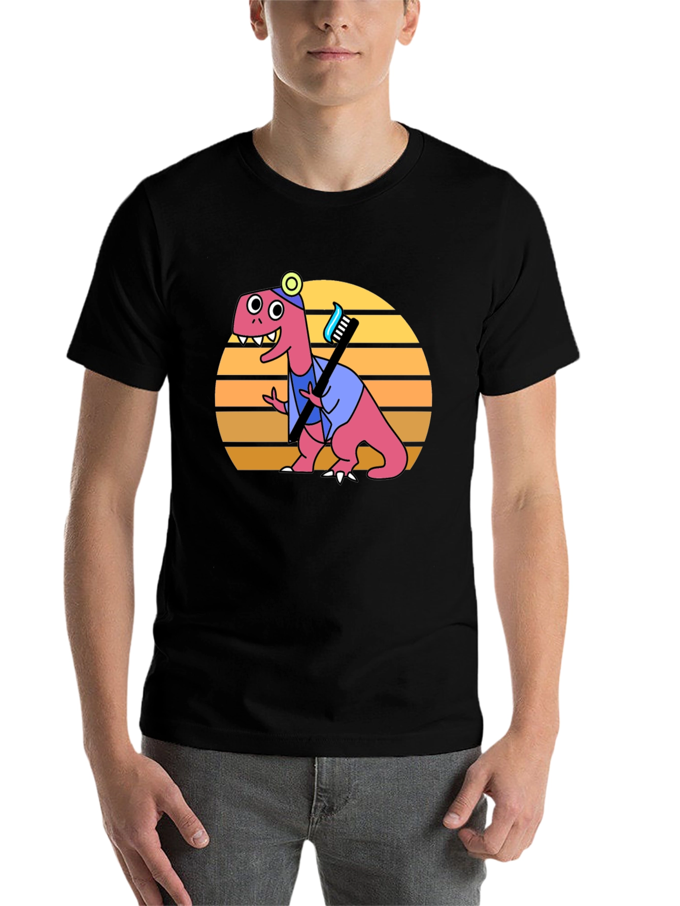Black Dino Dentist T-Shirt - Novelty Graphic Tee view 7