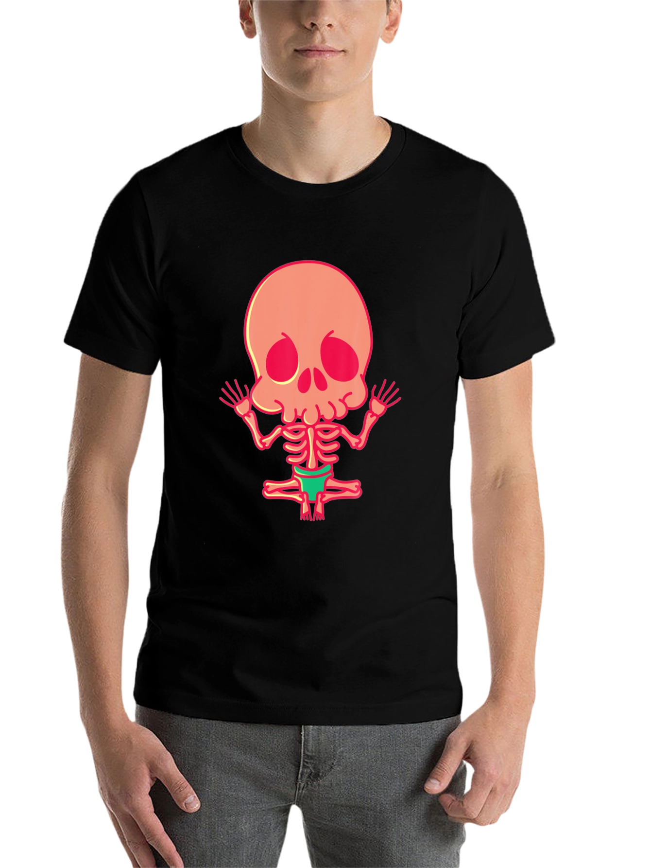 Black Skeleton Yoga Funny Graphic Tee view 7