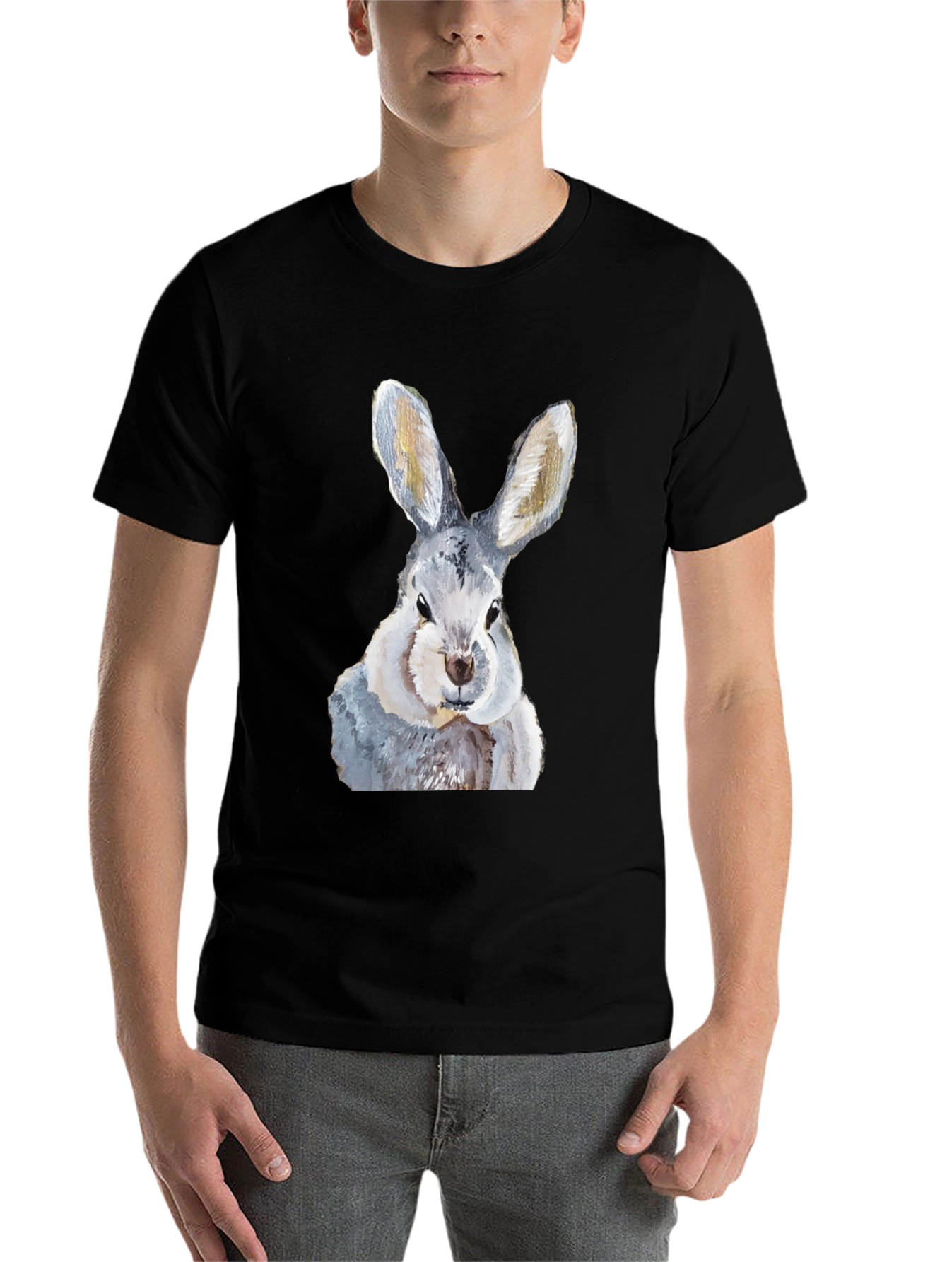 Hare T-Shirt: Soft Black Cotton Bunny Graphic Tee - 7