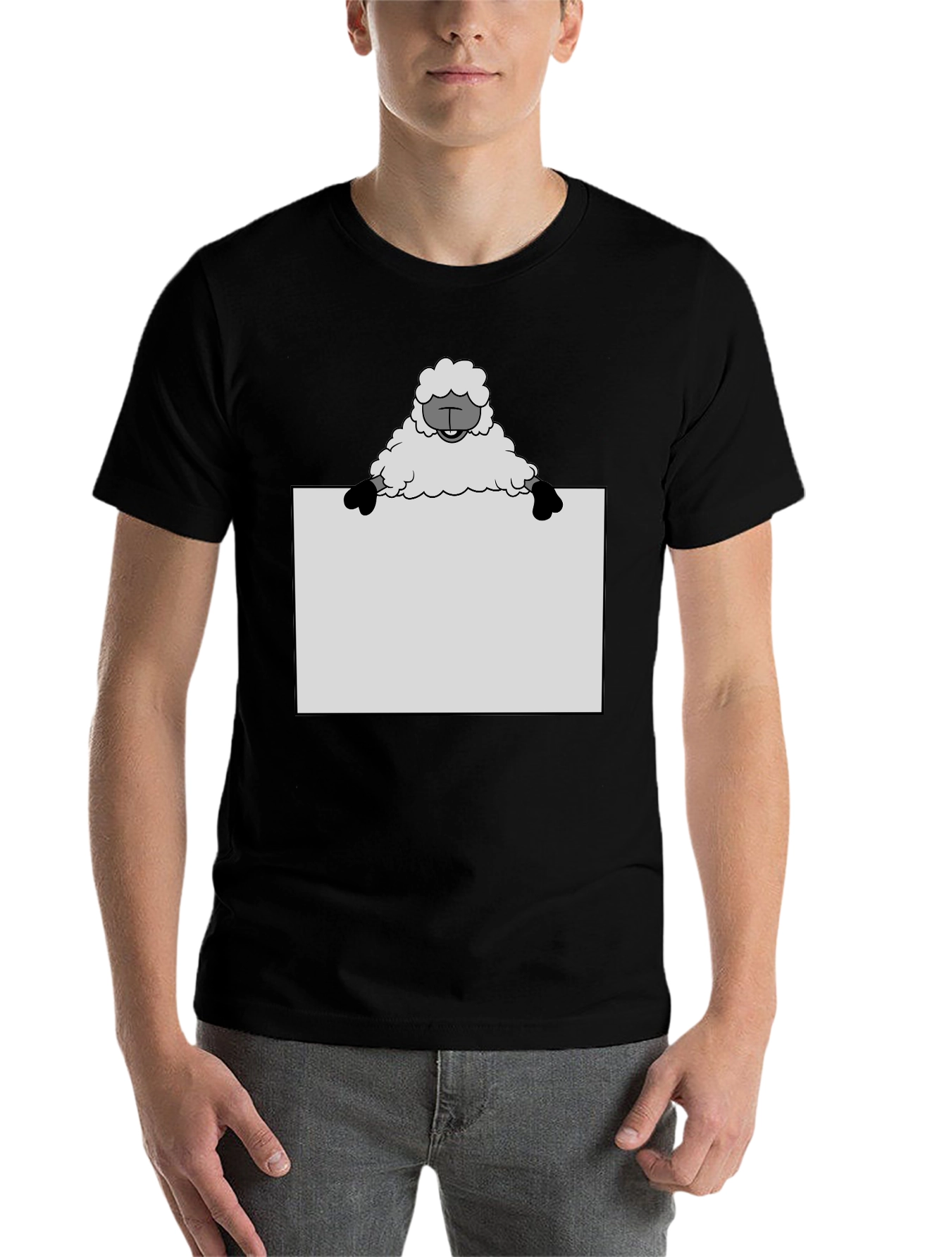 Black Sheep Holding Sign T-Shirt - Black view 7