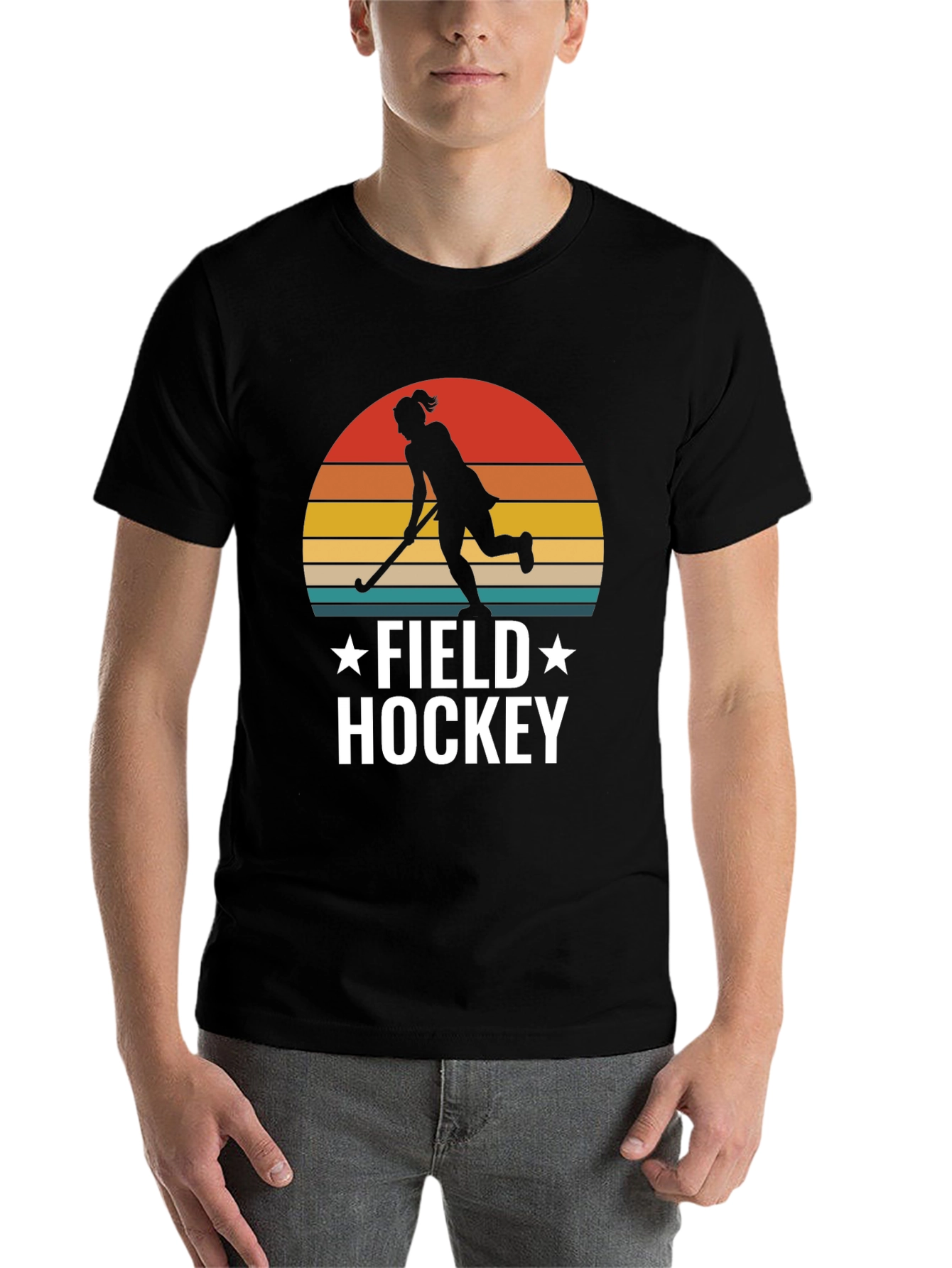 Black Field Hockey Sunset T-Shirt view 7