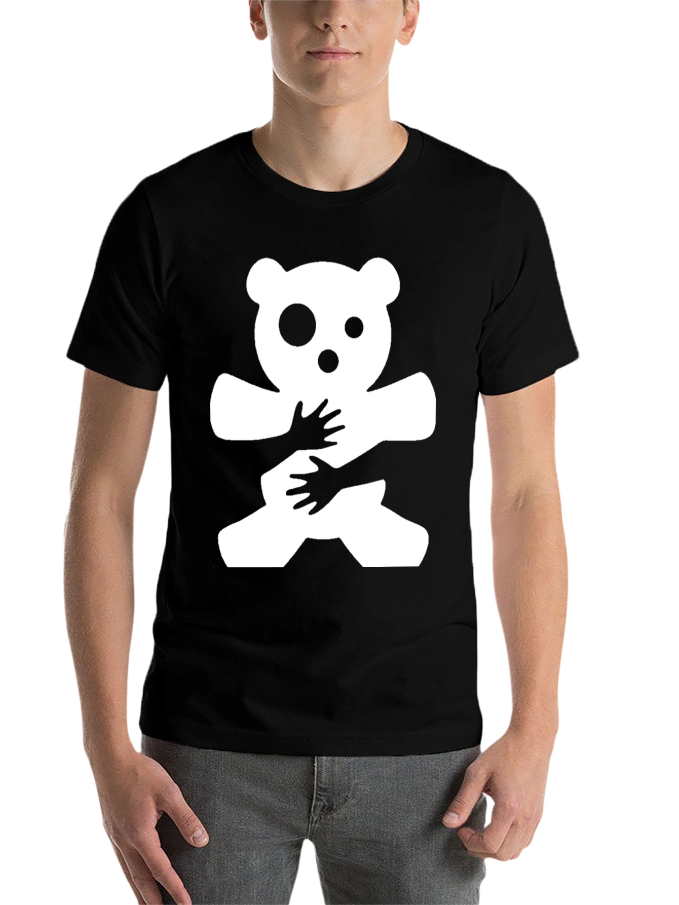 Black Hug Me Bear Graphic T-Shirt - Black view 7