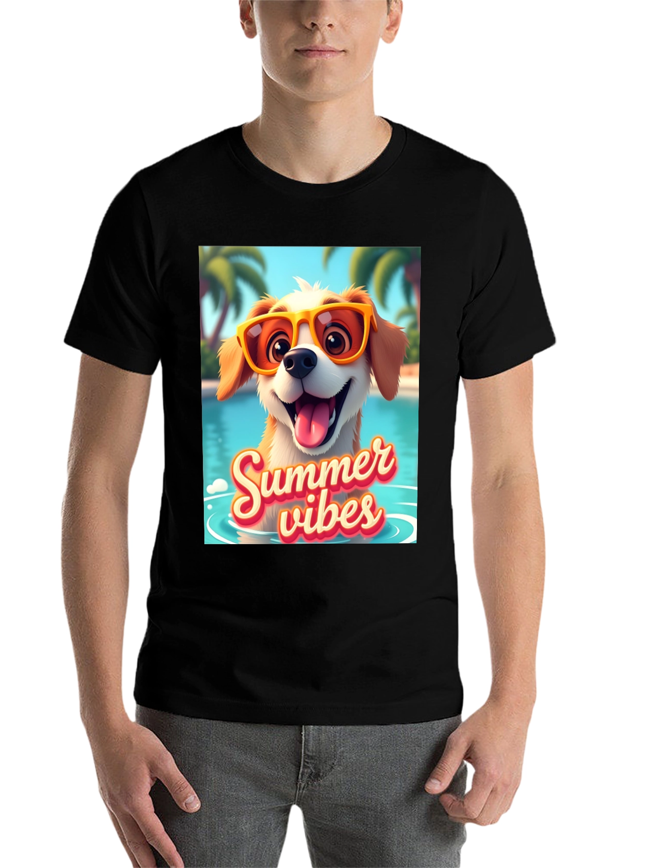 Black Summer Vibes Dog T-Shirt view 7
