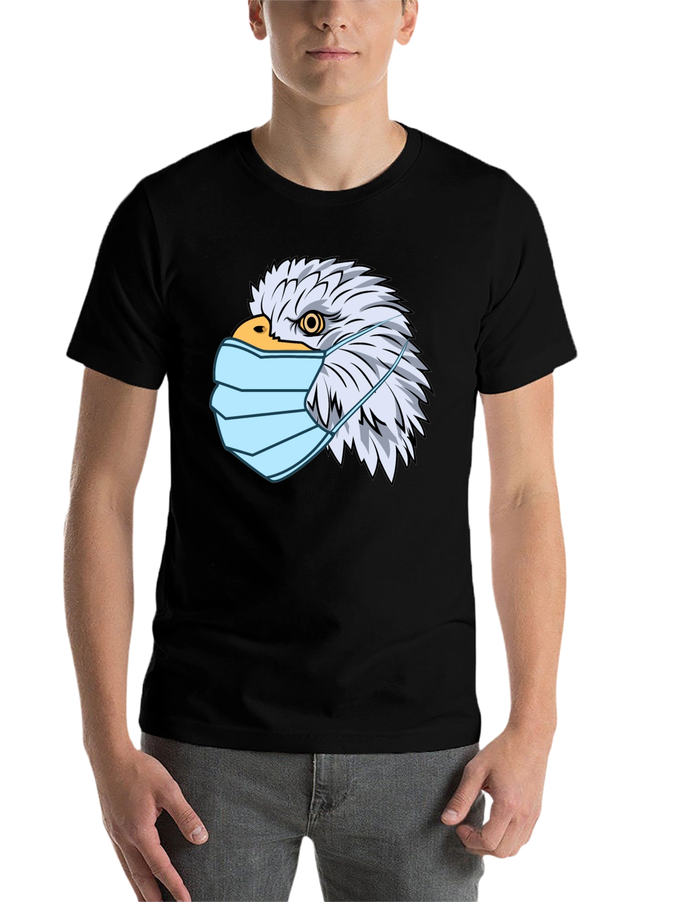 Black Eagle Mask Graphic T-Shirt - Patriotic Style view 7