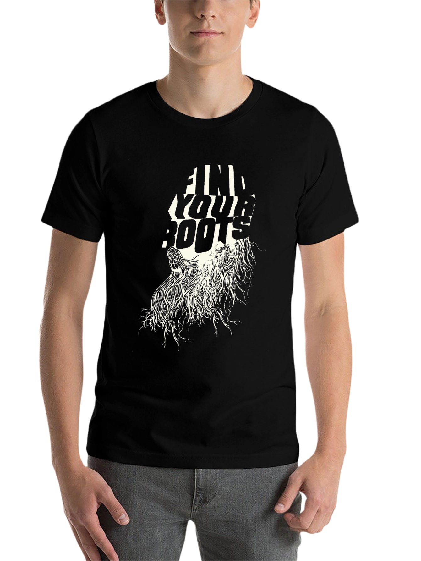 Black Find Your Roots Graphic Tee - Black Cotton T-Shirt view 7