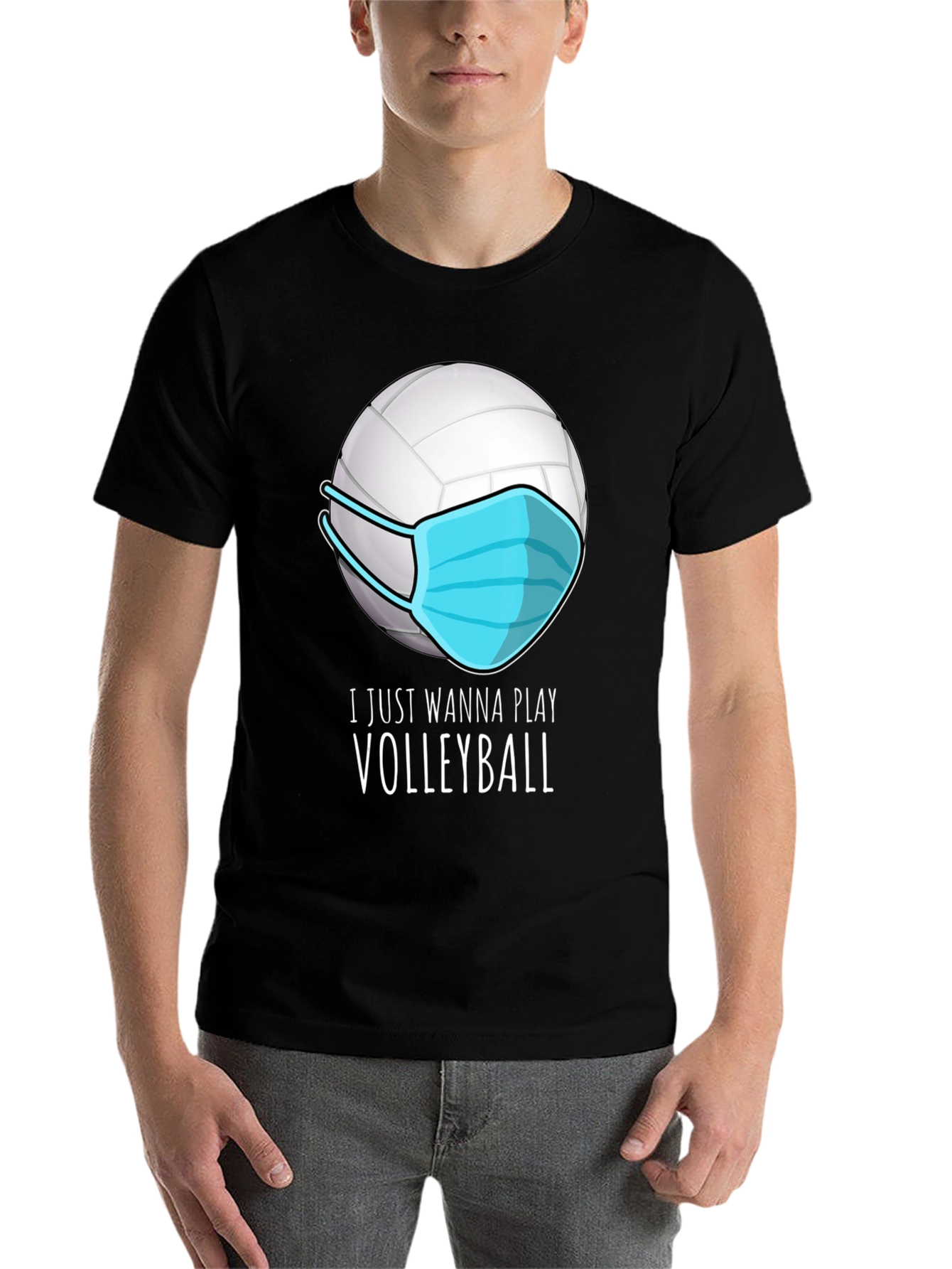Black Volleyball Mask T-Shirt - Play Safe, Play On! view 7