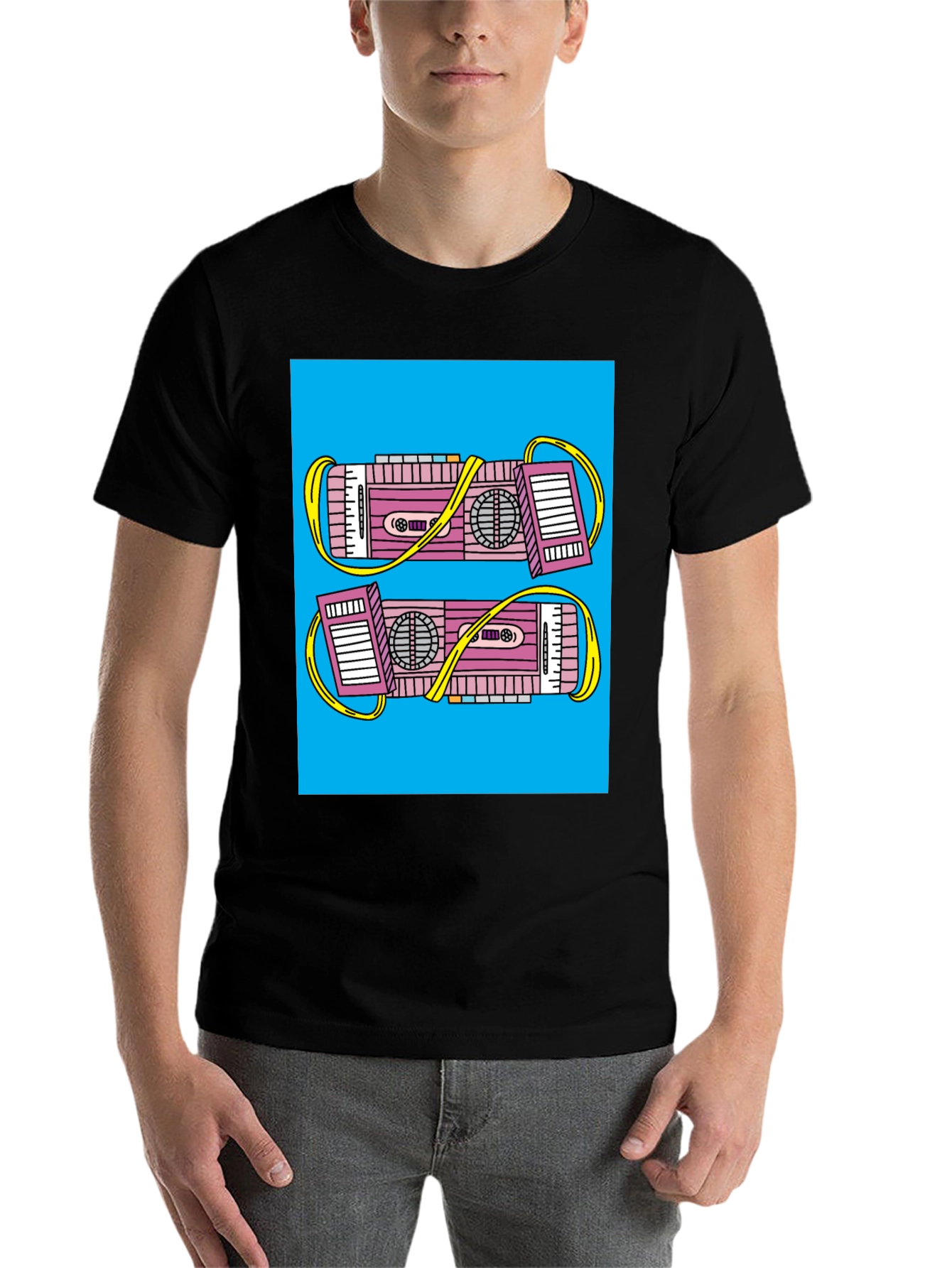 Black Retro Boombox Graphic Tee - Black view 7
