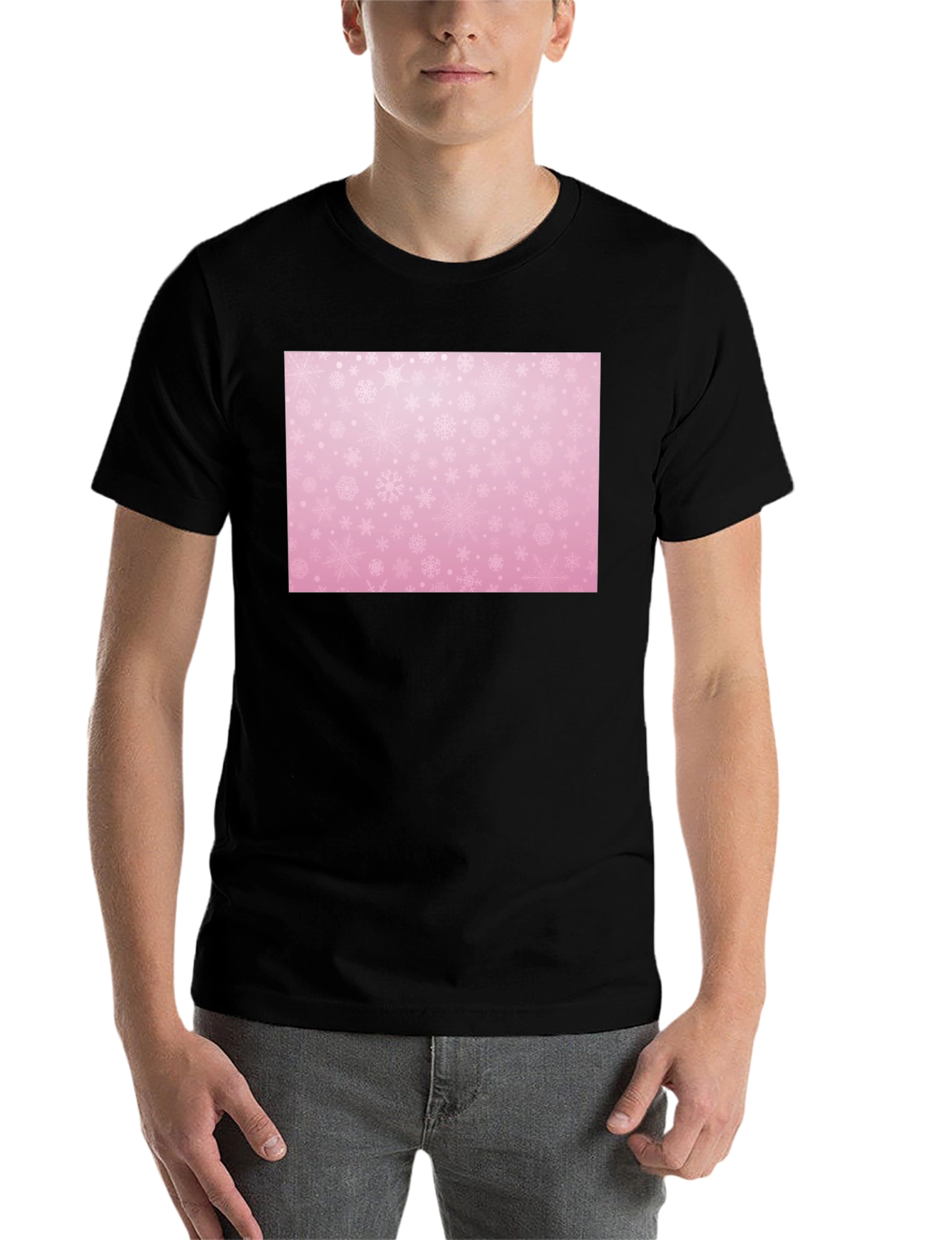 Black Snowflake Patterned T-Shirt view 7