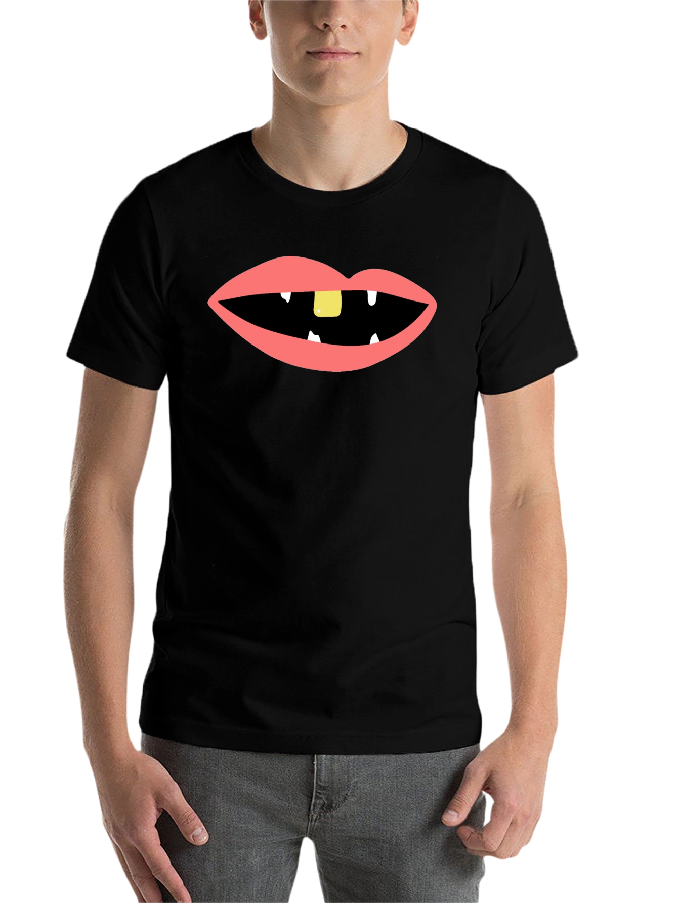 Black Funny Mouth Black T-Shirt view 7