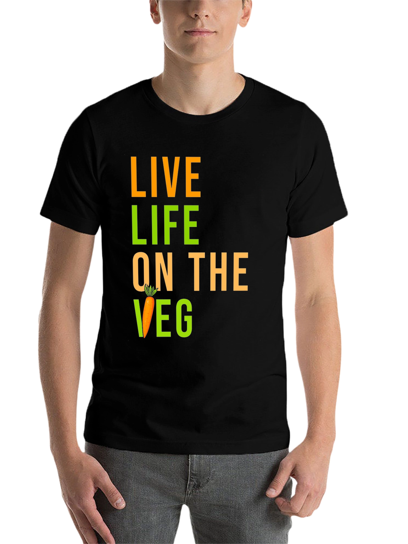 Live Life on the Veg Black Graphic Tee - 7