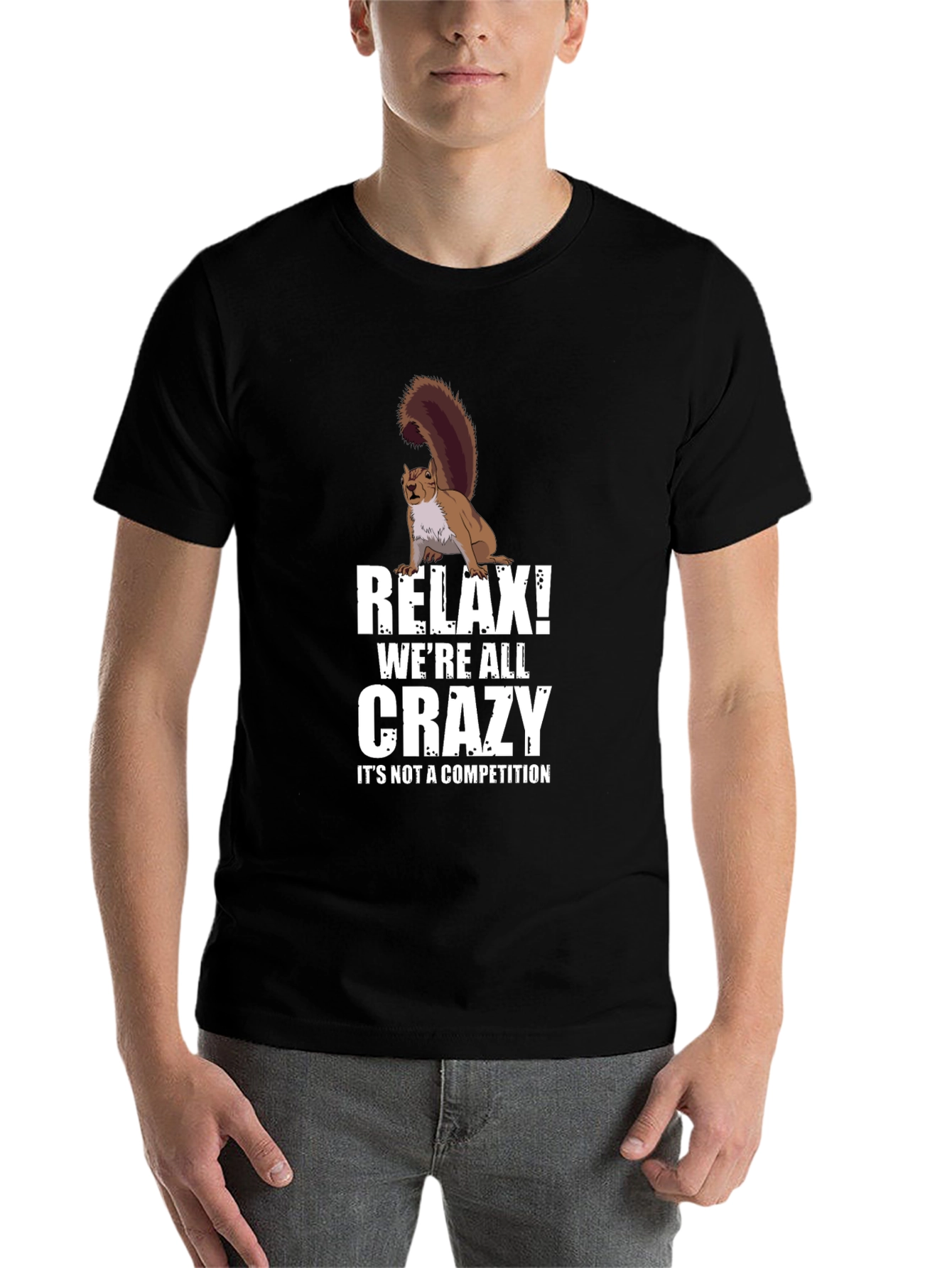 Black Relax Crazy Squirrel T-Shirt - Unisex view 7