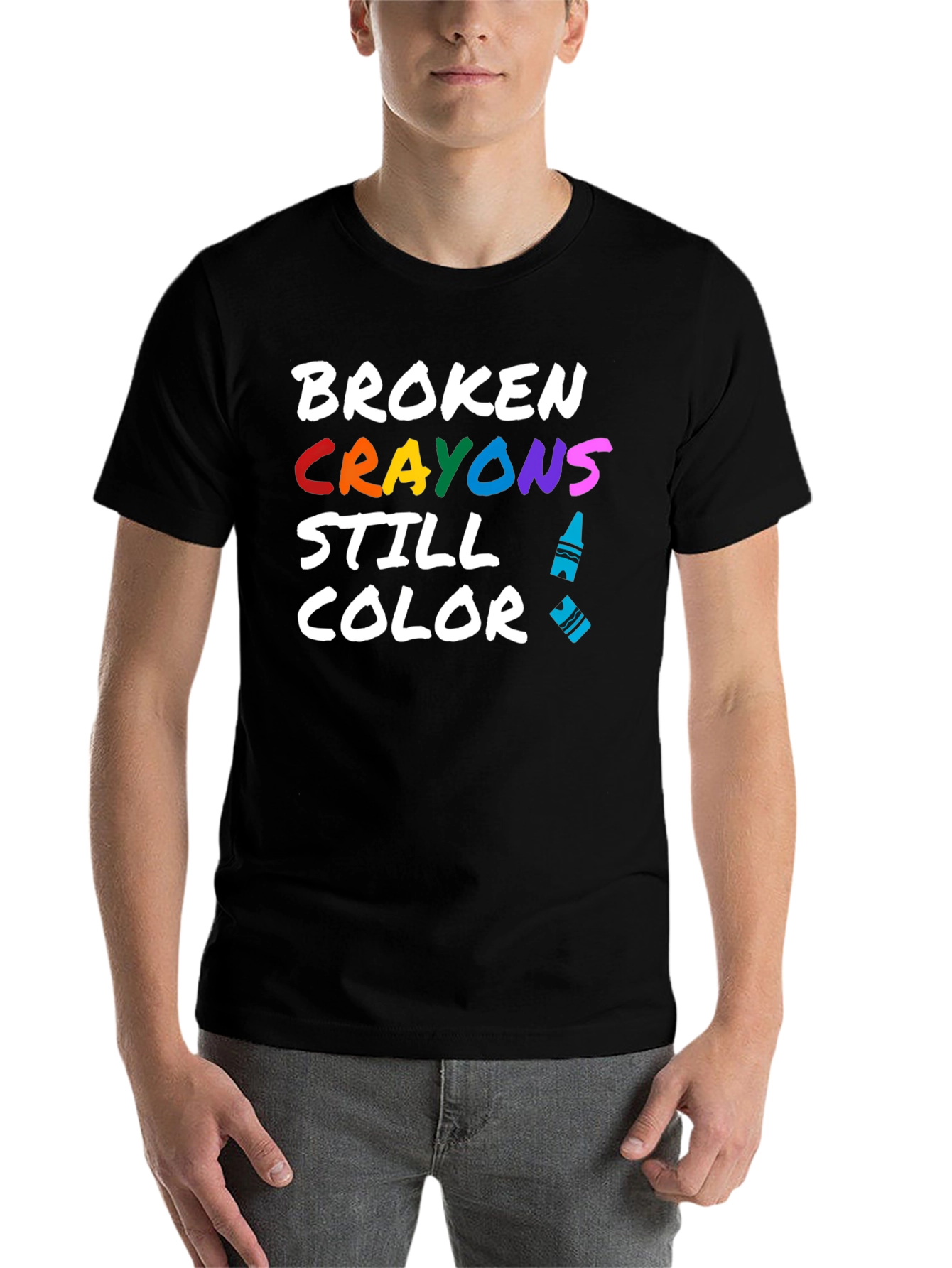 Black Broken Crayons Still Color T-Shirt view 7
