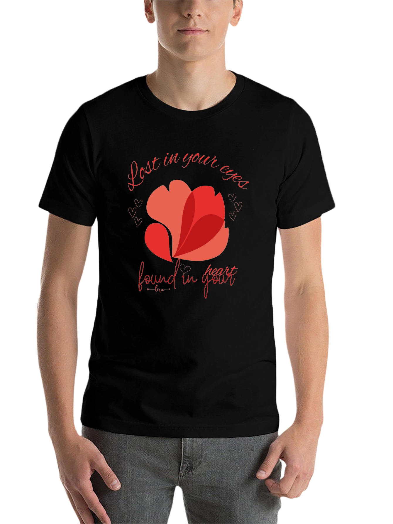 Black Romantic Heart Valentine's Day T-Shirt view 7