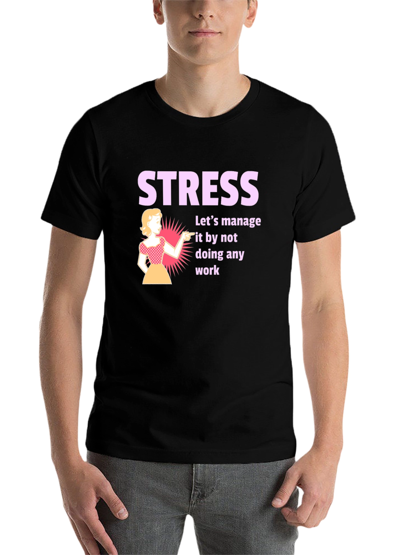 Black Stress Management T-Shirt: Funny Work Humor Tee view 7