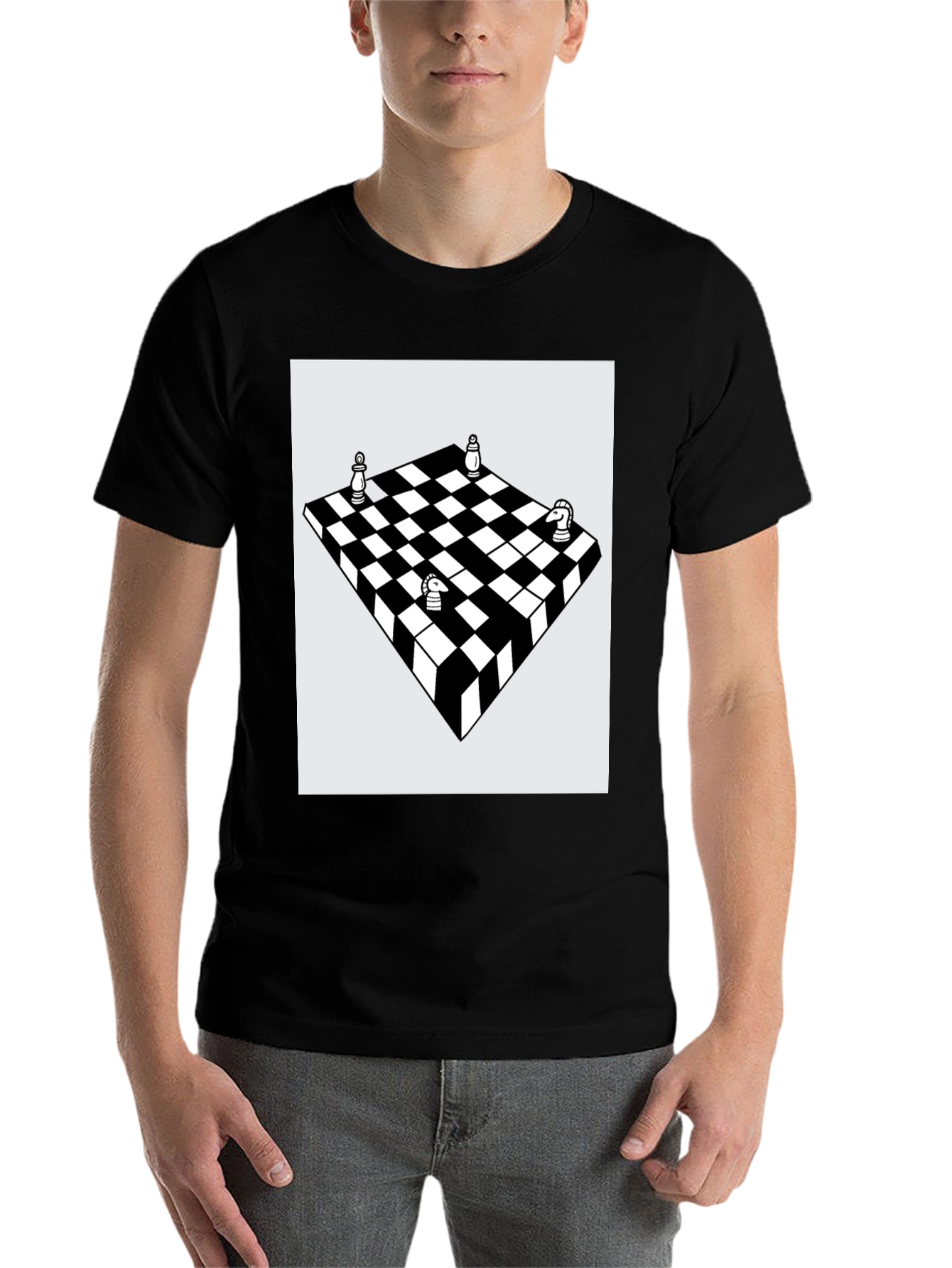 Black Chess Board Graphic Tee - Stylish Casual Wear view 7
