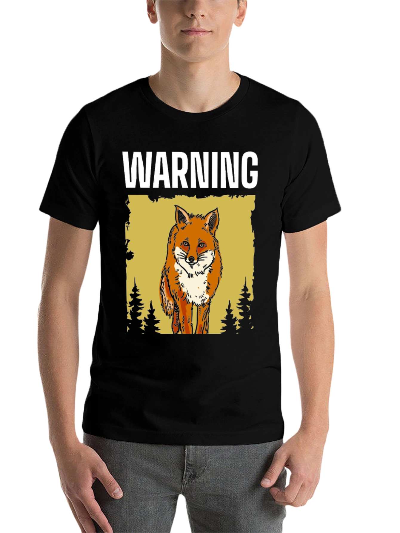 Black Warning Fox Graphic T-Shirt - Nature Lover Tee view 7